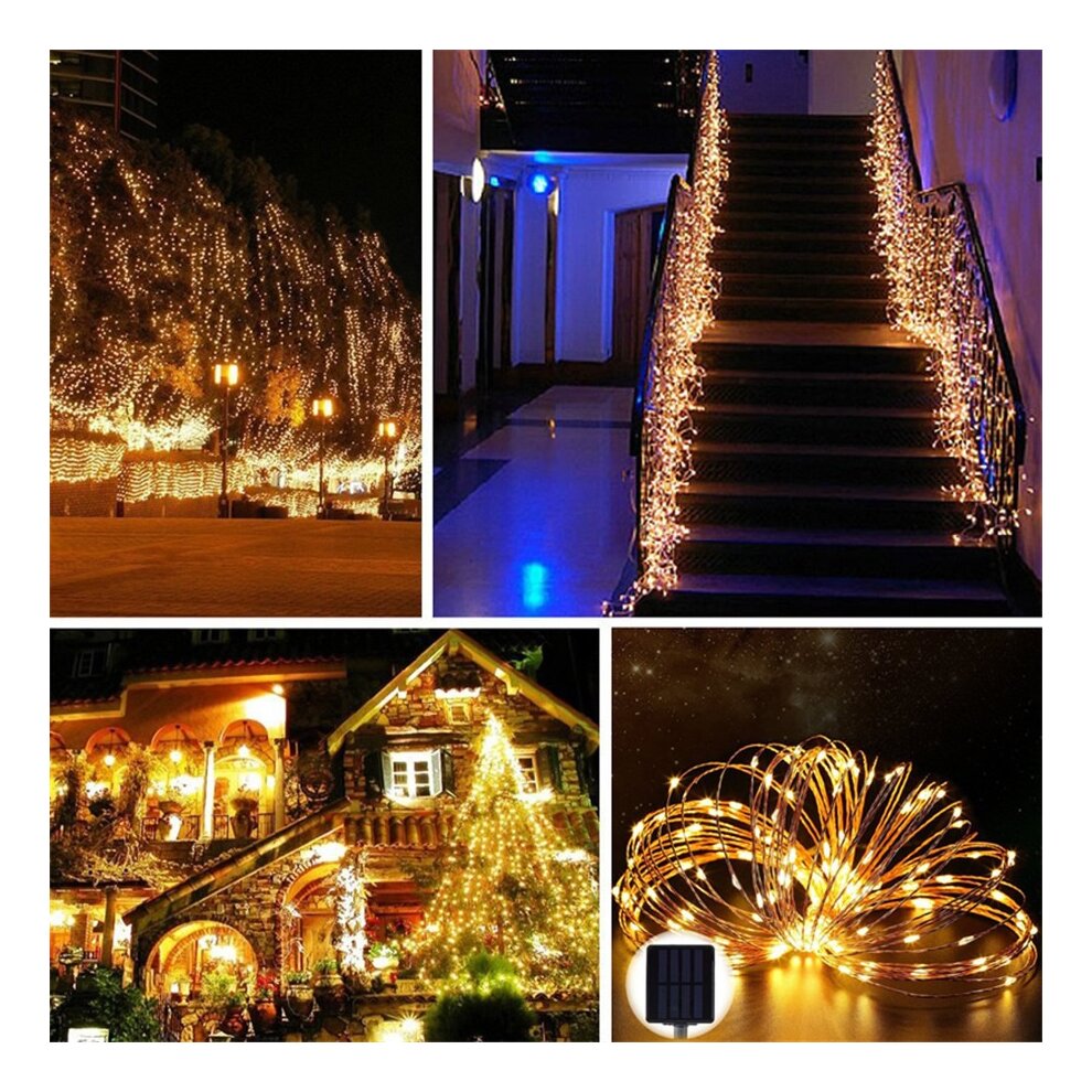 (20M 200LEDs~Warm White) 10M 20M LED Solar String Fairy Lights Xmas Decor
