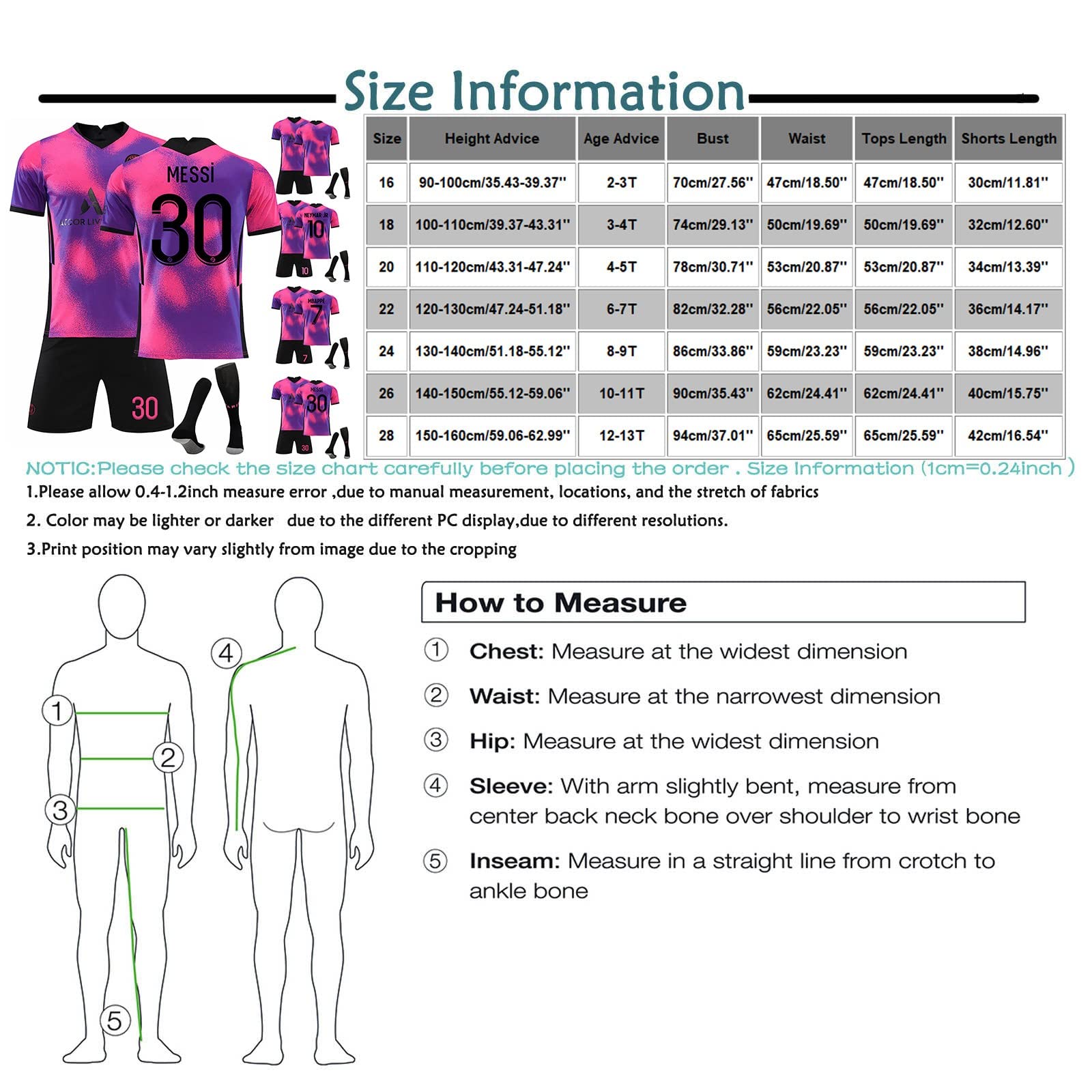 (Messi Adults XXL) Football Jersey PSG Home Away Kit with Socks No-30 Messi No-7 Mbappe No-10 Neymar Jr 2021-2022 Football Costume T-shirt Children Adult Football Football Training Wear Outdoor Sportswear Kits