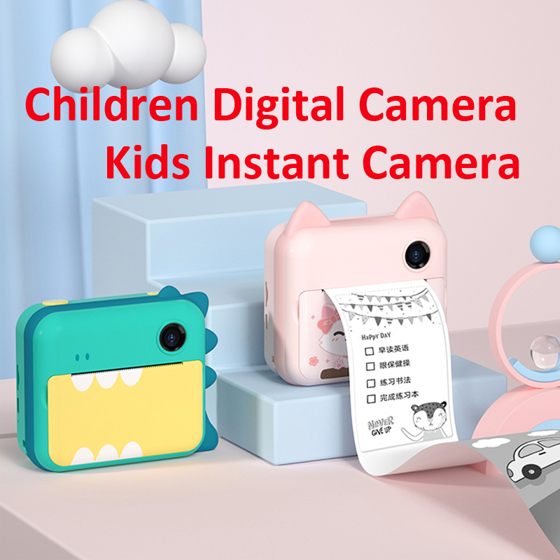 (Dinosaur) Instant Print Camera 1080P Kids Digital Camera Photo Print Camera Video Recorder with 32GB TF Card 2 Rolls Print Paper Gifts for 3-12 Year Old Boys Girls