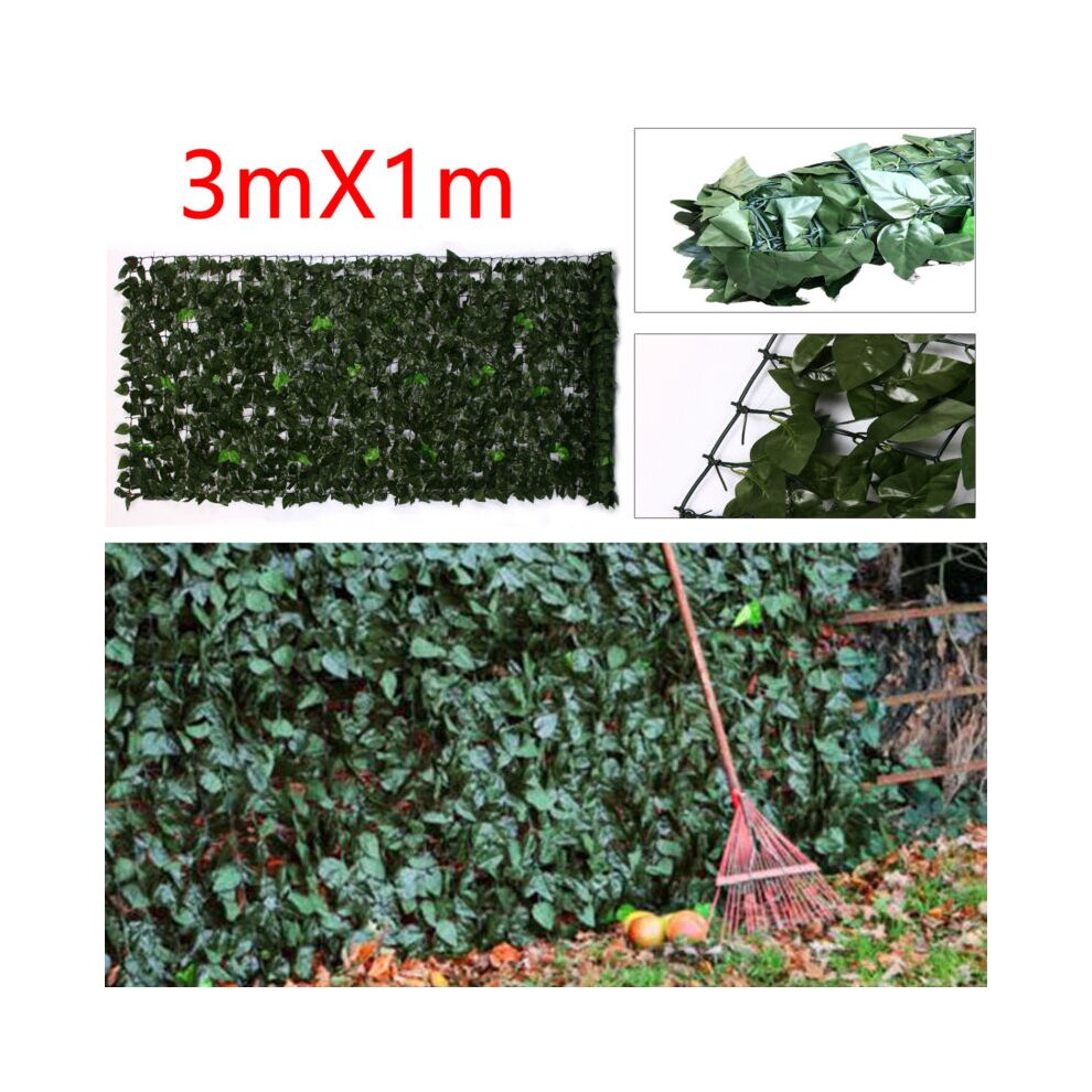 3M Artificial Lvy Leaf Hedge Roll Privacy Fence Screen Green Cover