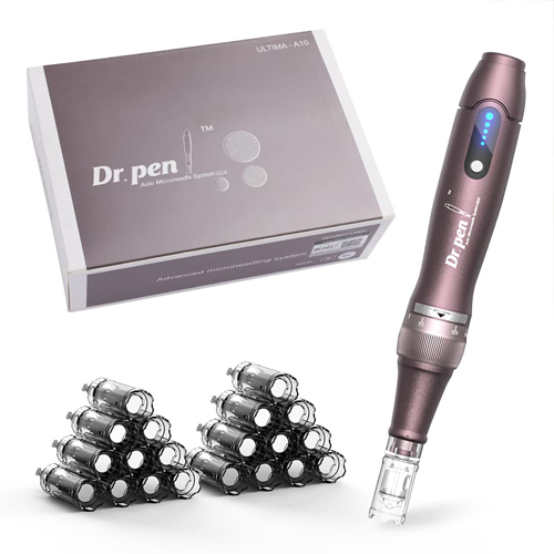 Dr. Pen A10 Professional Wireless Microneedling Pen Adjustable Micro Needling Derma Pen Microneedle Machine Face Body Skin Care Tool Kit with 22 Replacement Cartridges
