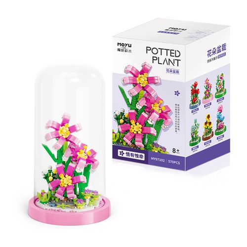 Flower DIY Lily Building Blocks  Potted Bouquet Home Decoration Girl Gift Childrens Toys