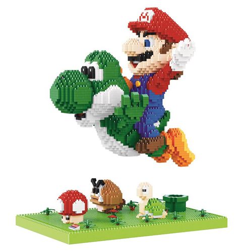 Flying Super Bros Mix Mario Bricks Micro Building Blocks Cartoon Anime Figures Doll Collectible Model DIY Toys Gift for Children