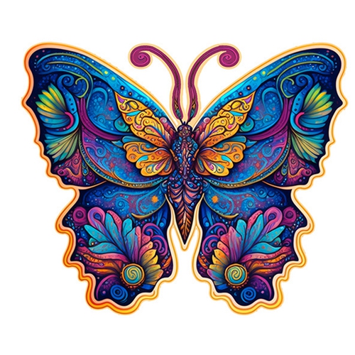 Butterfly Animal Shape Magic Wooden Jigsaw Puzzles Unique Shaped Puzzle Pieces for Adults and Kids