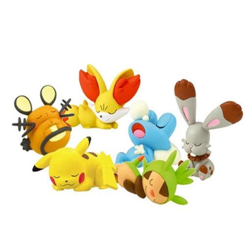 Pokémon Toy Mini Ornament Action Figure Pikachu Fennekin Froakie Bunnelby Chespin Dedenne Goodnight Friends Sleeping Series Anime Collection Model Toy