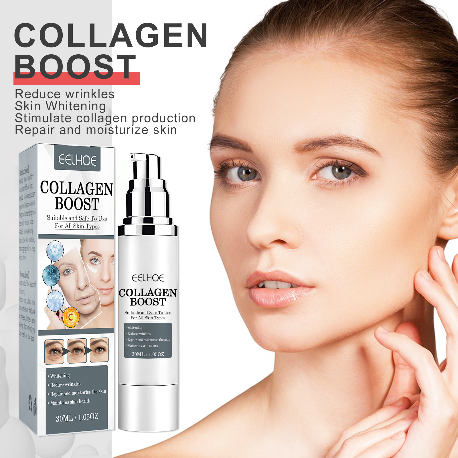 Collagen Anti-wrinkle Cream Collagen Booster Anti-aging Serum Fade Fine Lines Moisturize And Tighten Skin Firming Hyaluronic Acid Cream