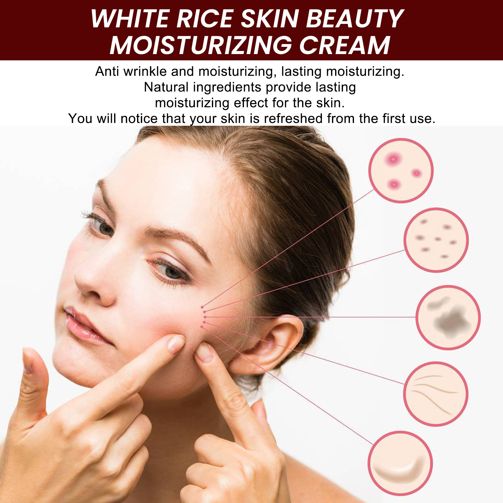Whitening Cream White Rice Facial Moisturizer Anti Aging Wrinkles Remove Fade Fine Lines Tighten Pore Rejuvenating Moisturizing Brightening Nourishing