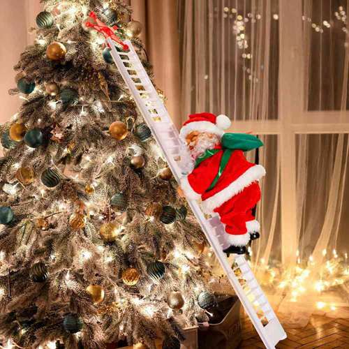 Electric Santa Claus Climbing Ladder Christmas Ornament Decorations Christmas Tree Indoor Outdoor Party Decor