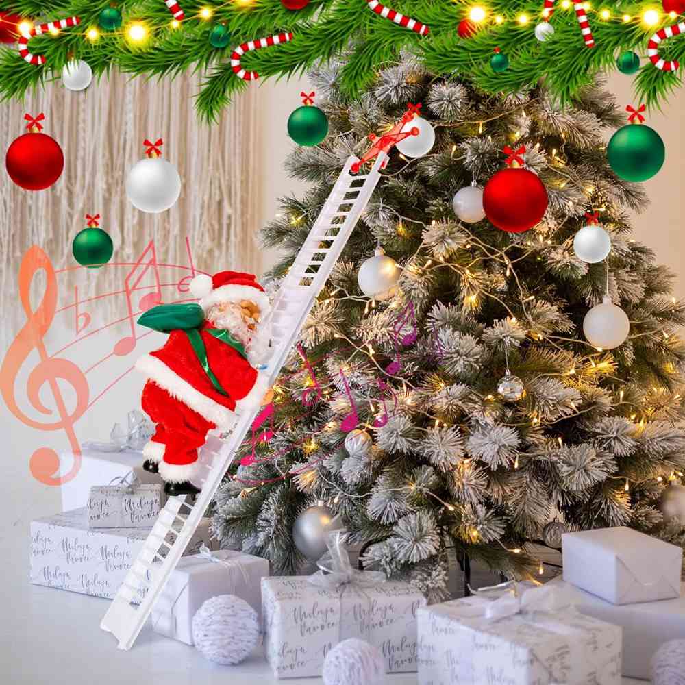 Electric Santa Claus Climbing Ladder Christmas Ornament Decorations Christmas Tree Indoor Outdoor Party Decor