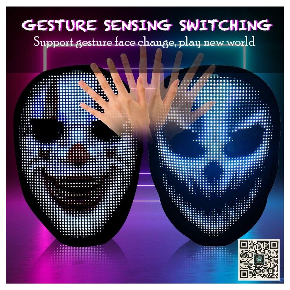 LED Mask Programmable App Control Halloween Costume Party Rave Club
