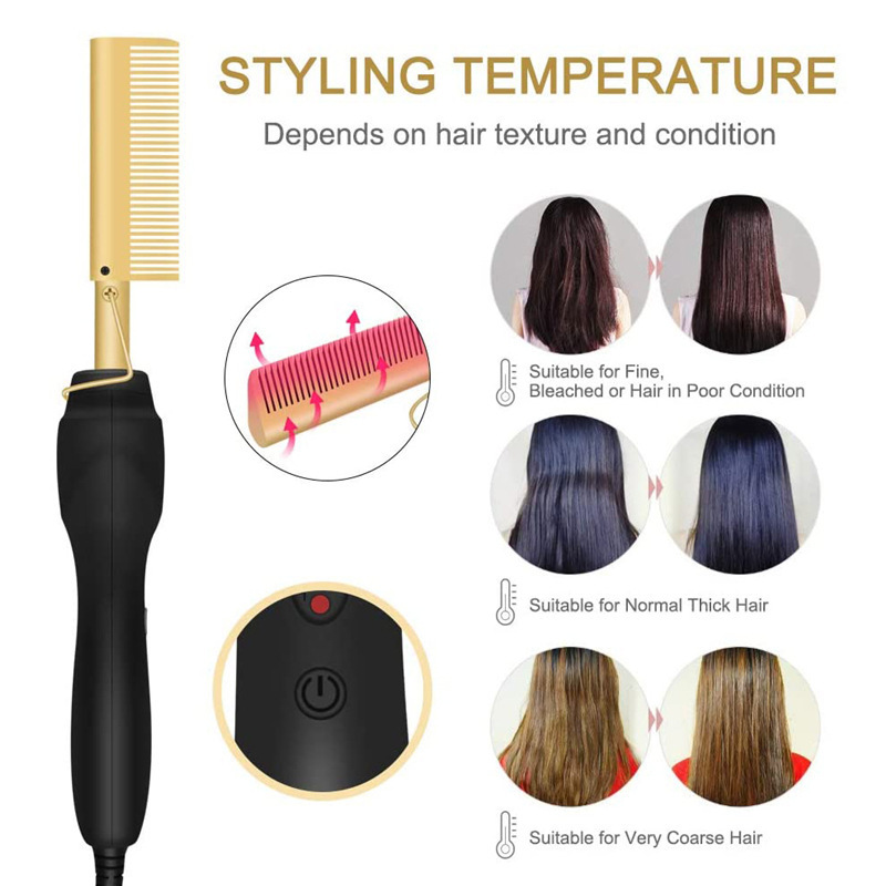 Electric Hot Comb Hair Straightener Hot Anti-Scald Portable Curling Flat Iron Salon for Home