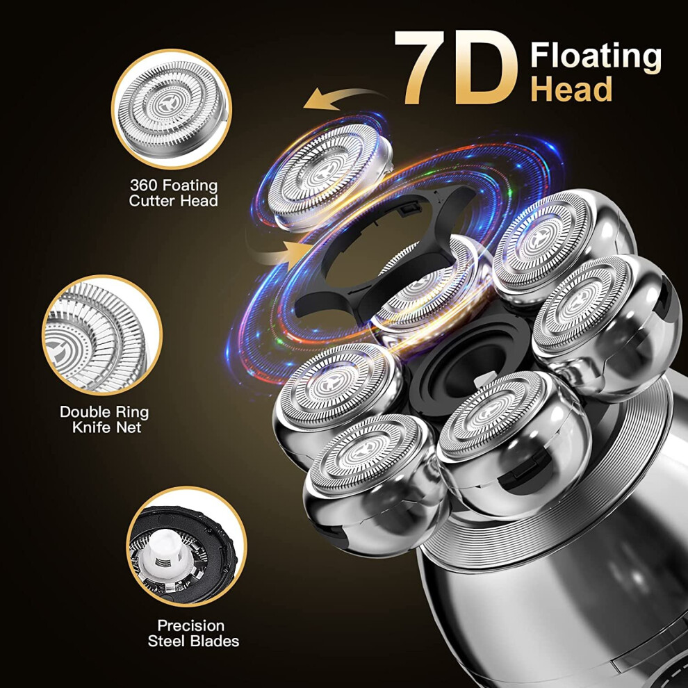 7D Electric Shaver Cordless Mens Razor Trimmer Bald Head Rechargeable