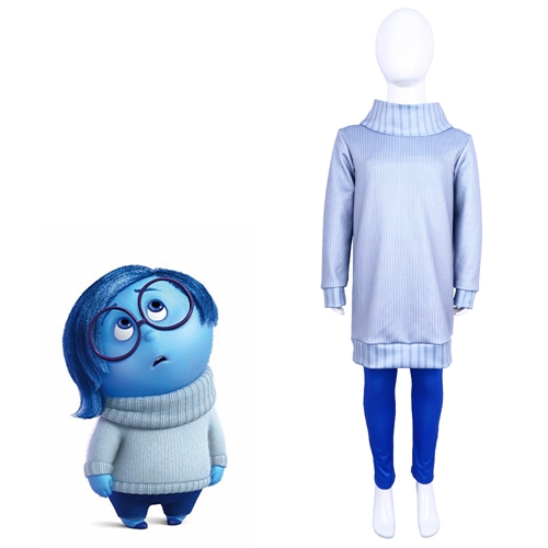 Disney Inside Out 2 Anime Cosplay Costume Sadness Costume Inside Out Halloween Party Outfit Halloween Christmas Party Adults Costume Gift for Kid Fans