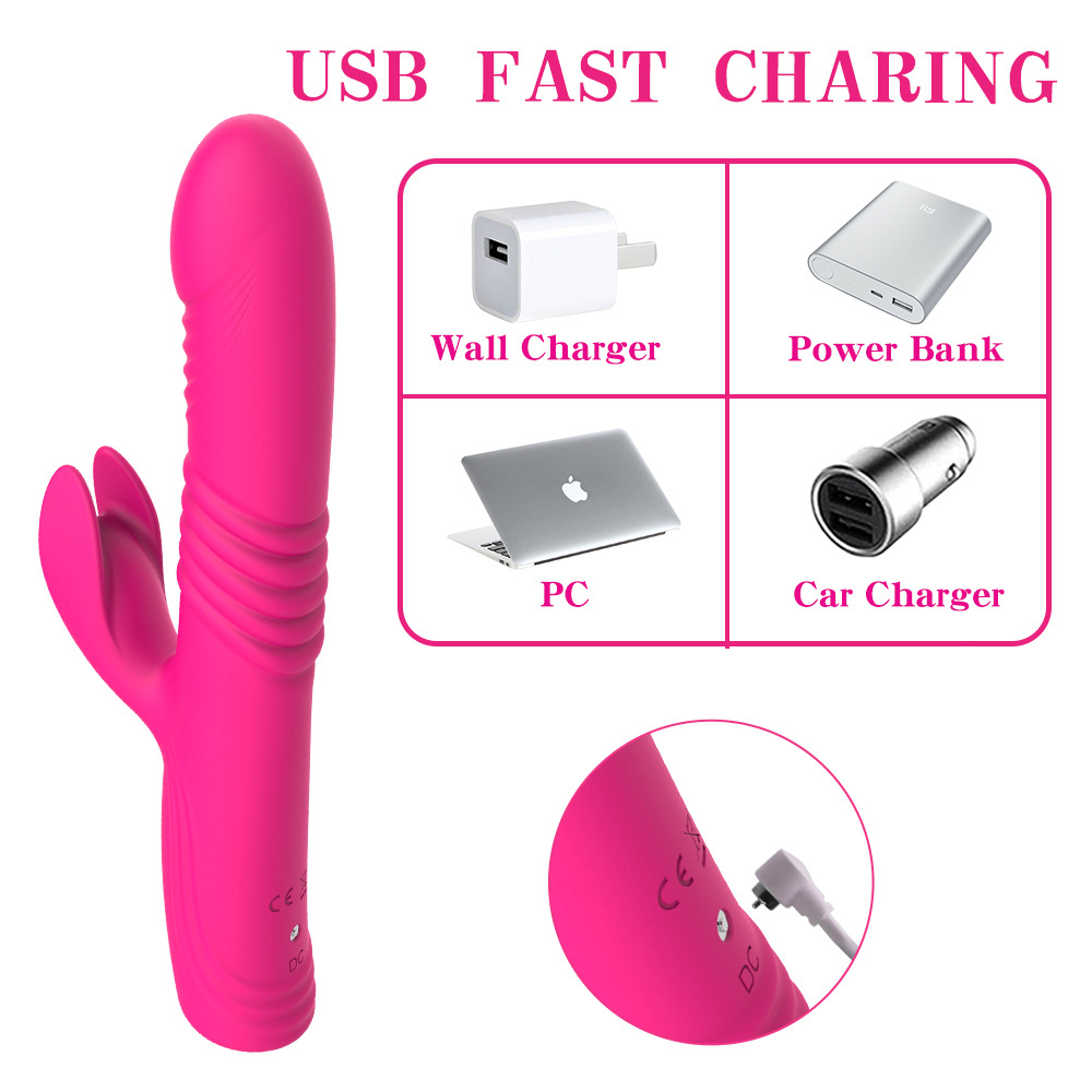(Rose Red) Dual Vibrator Scalable Dildo Sex Machine Clitoris Stimulator Rabbit Vibro Wand Massager Bullet Vaginal G Spot Adult Sex Toys for Women Orgasm Waterproof
