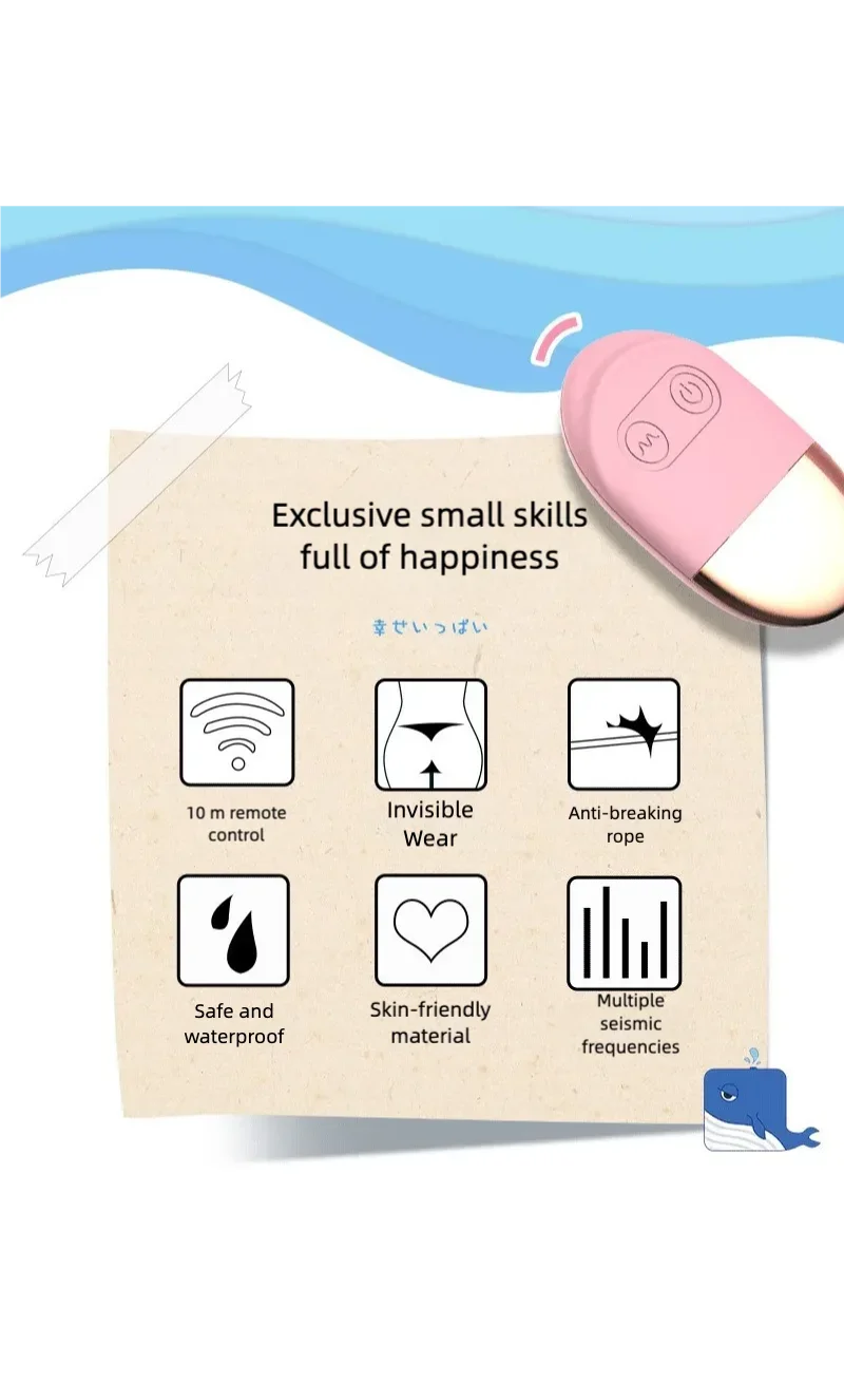 (Pink) Wireless Remote Control Vibrator for Women 10 Speed Bullet Eggs Clitoris Stimulator Kegel Ball Sex Toys Masturbators Little Whale Jumping Egg Charging