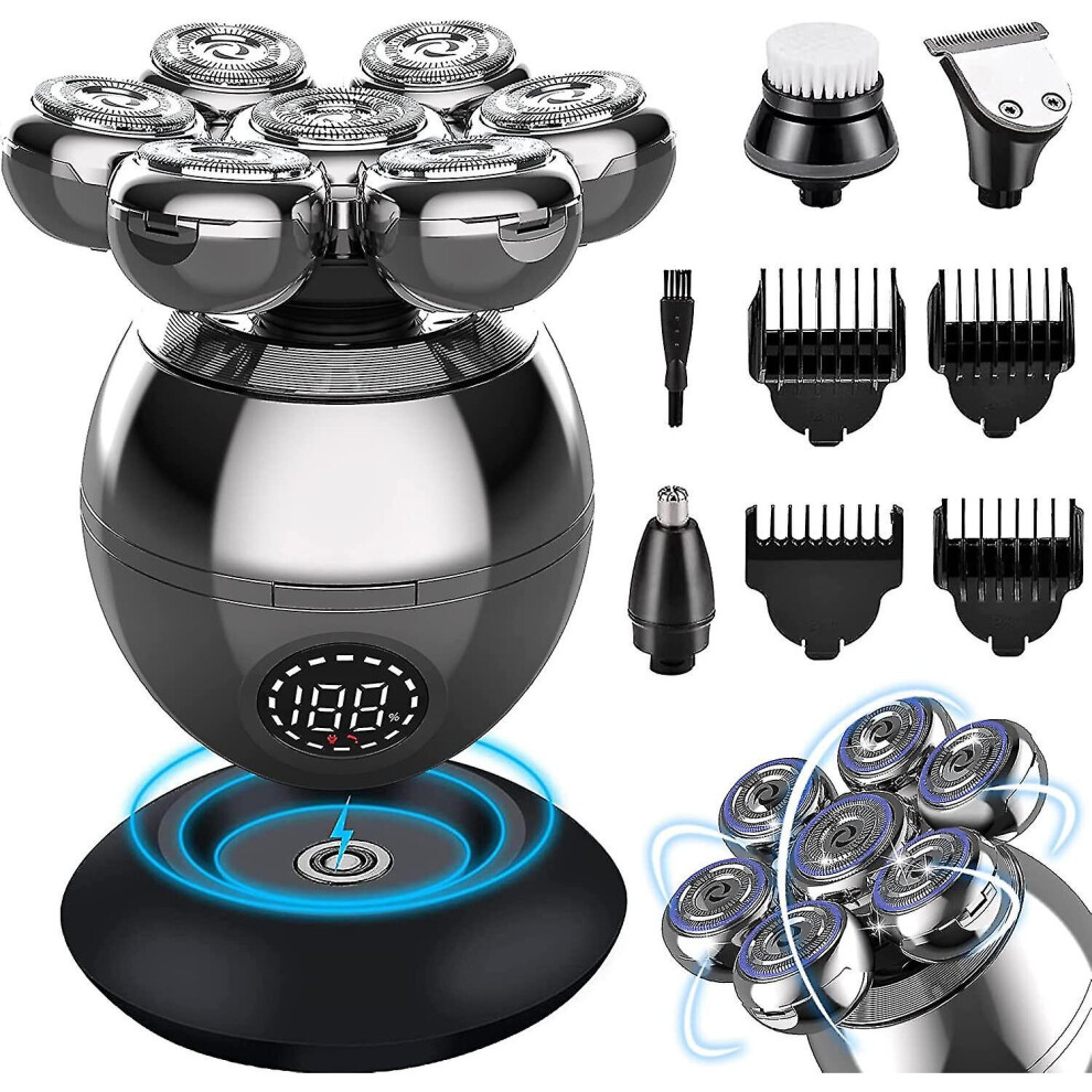 Head Shavers Compatible Bald Men-5-in-1 Electric Head Shaver Compatible Bald Men, Rotary Design Head Shavers, Electric Mens Grooming Kit