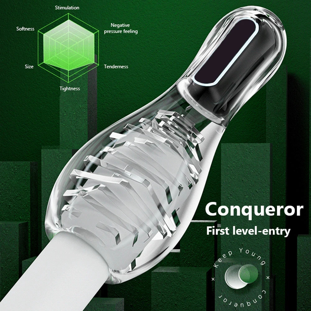(Conqueror) Male Masturbator Cup Automatic Sucking Vibrators Sex Toys for Men Real Oral Sex Glans Trainer Penis Massage Male Delay Ejaculation Vibrator Sex Toys for Men