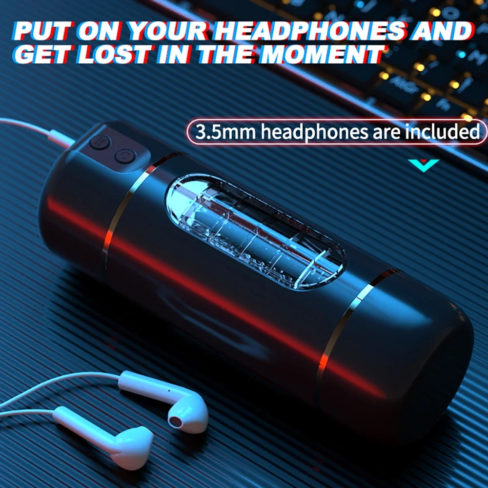 (Battery White) Automatic Male Masturbator Cup Stimulation Realistic Vagina Adult Pussy Toy with Vibrating Thrusting Sucking Pocket Sexual Adult Sex Toys Men Pleasure