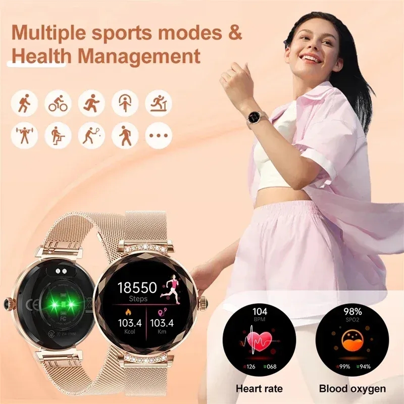 Lady Straps Smart Watch Fashion Luxury Diamond Women Female Smartwatch