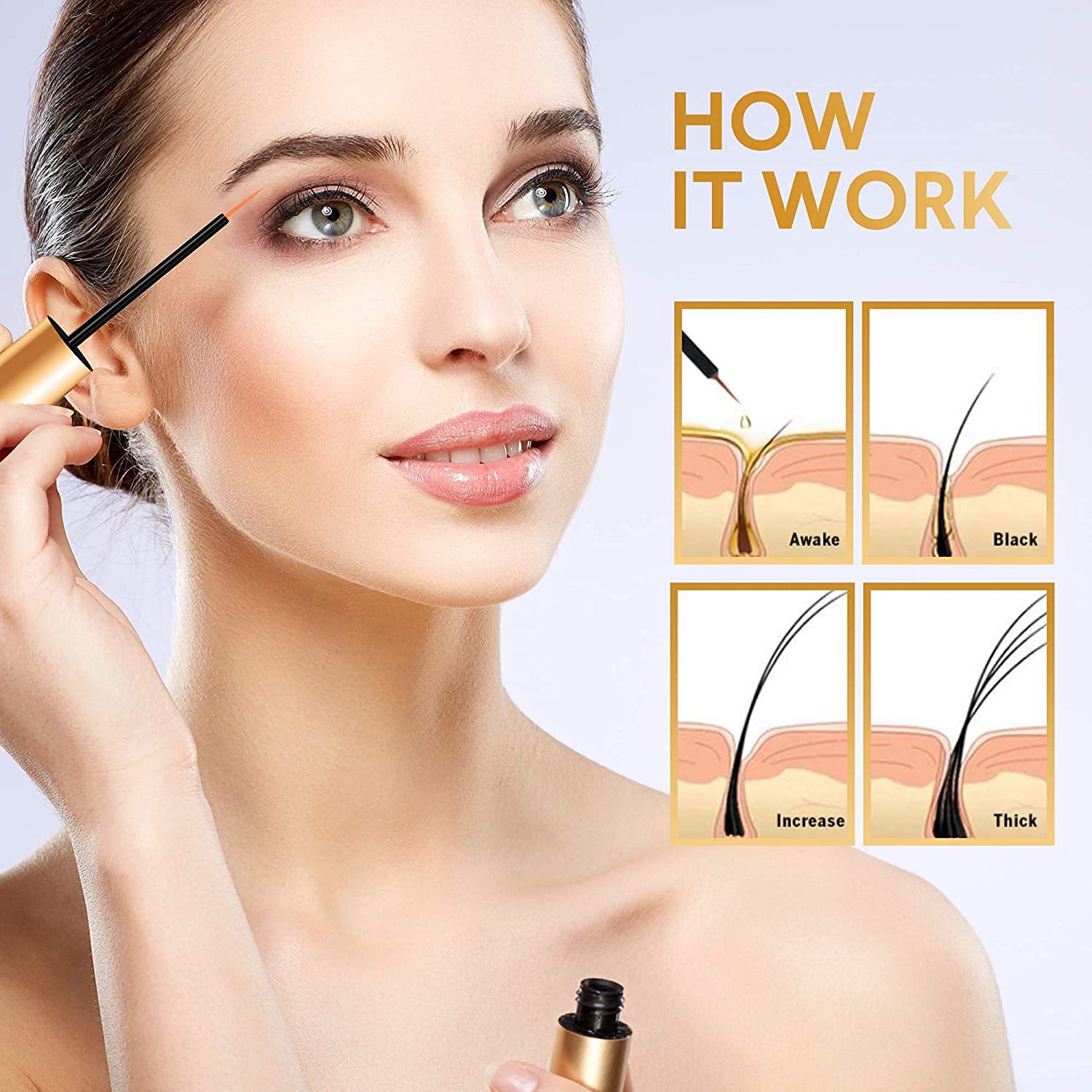 Eyelash Growth Serum Natural Thickening Lengthening Safe Lash Enhancer Eyelash Nourishing Serum for Moisturizing Curling 8ml