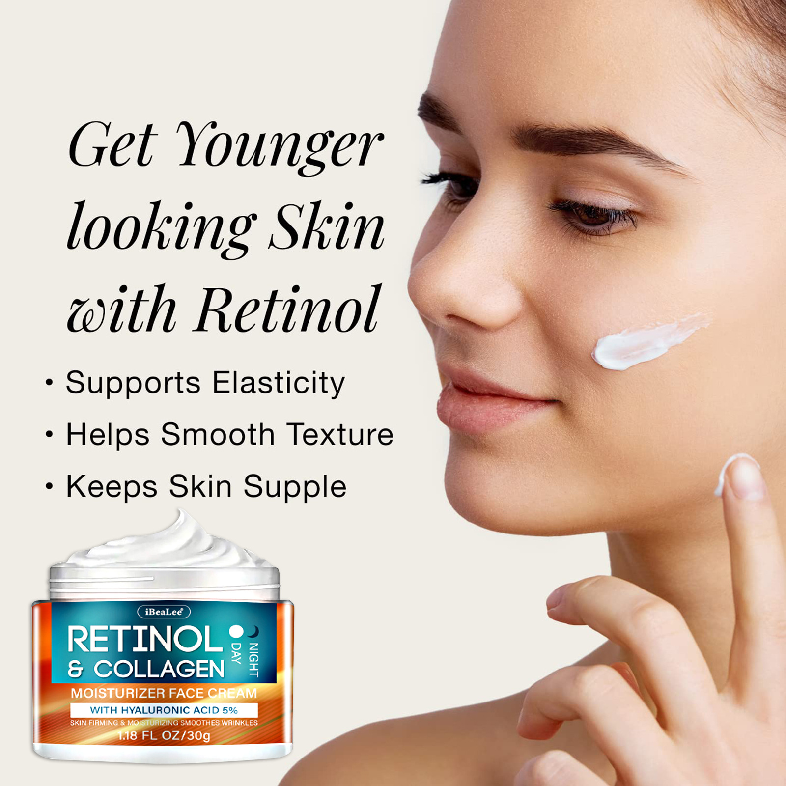 Retinol Collagen Moisturizer Face Cream Hydrating Moisturizing Firming Nourishing Skin Care Rejuvenating Facial Care 30ml