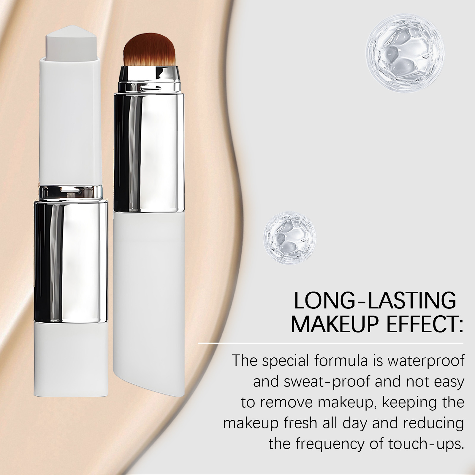 2-in-1 Color-Changing Foundation Stick Liquid Lightweight Moisturizing Brightening Foundation Natural Color Changing For All Skin Types ﻿