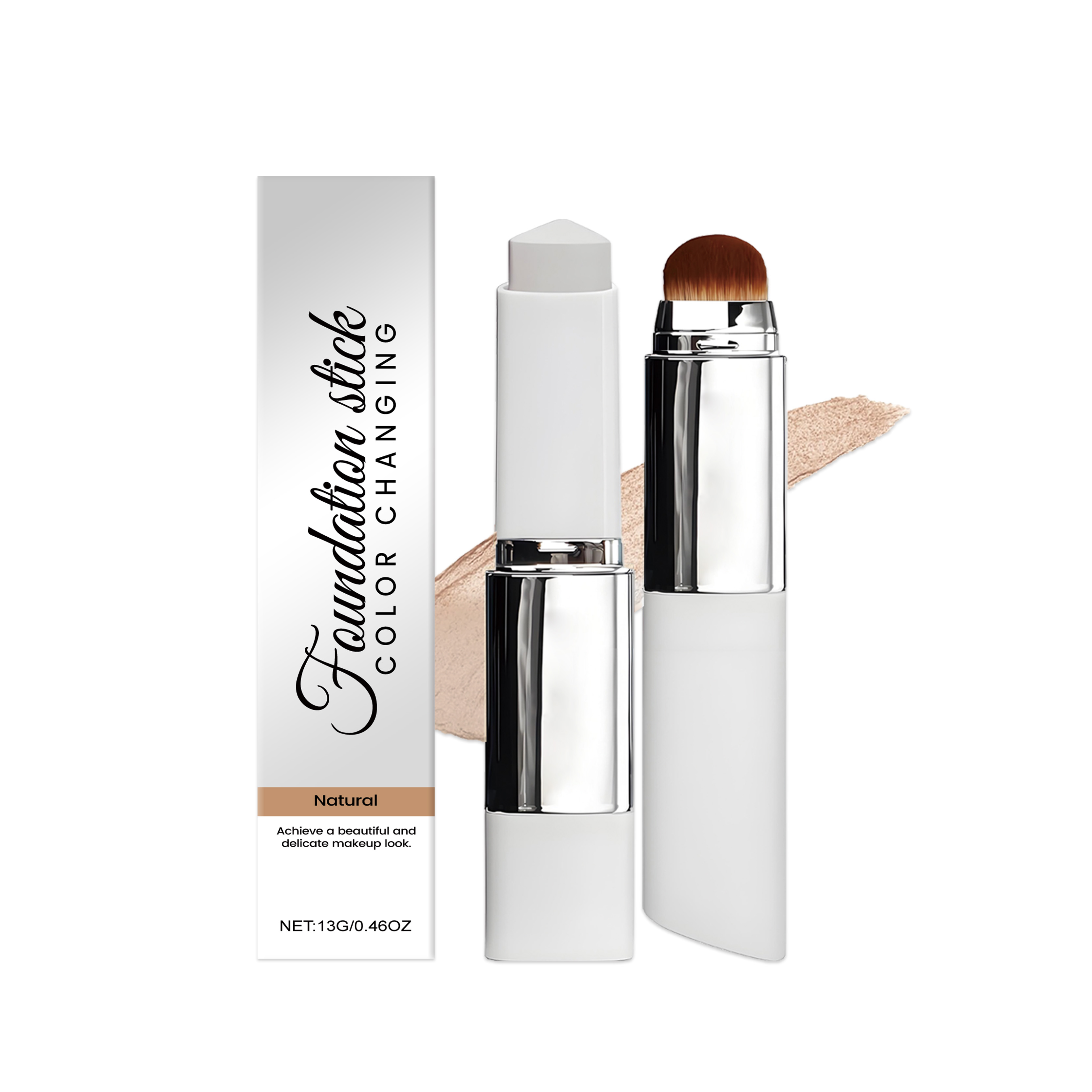 2-in-1 Color-Changing Foundation Stick Liquid Lightweight Moisturizing Brightening Foundation Natural Color Changing For All Skin Types ﻿