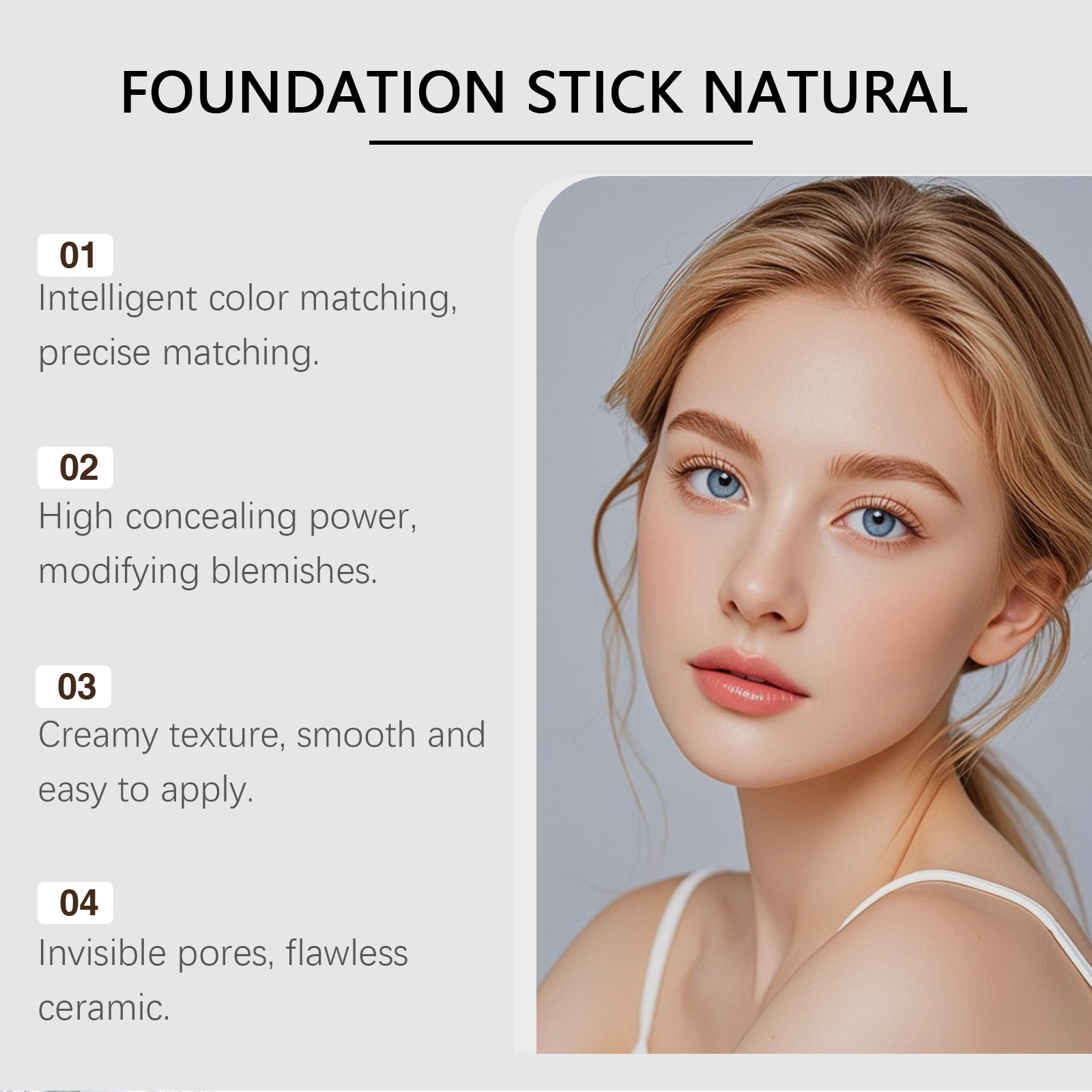 2-in-1 Color-Changing Foundation Stick Liquid Lightweight Moisturizing Brightening Foundation Natural Color Changing For All Skin Types ﻿