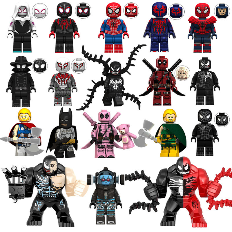 (Style A) Spider Man Batman Action Mini Figures Building Blocks Marvel Cinematic Universe Collectible Series Toys Role Play Gifts for Kids