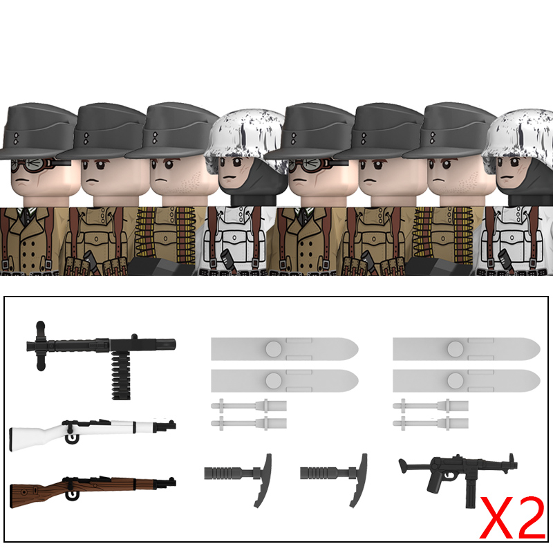 (Style J) Military WW2 German Navy Armored Troops Building Blocks US 101st Britain Soviet Union Soldiers Infantry Weapons Bricks Toys Kids