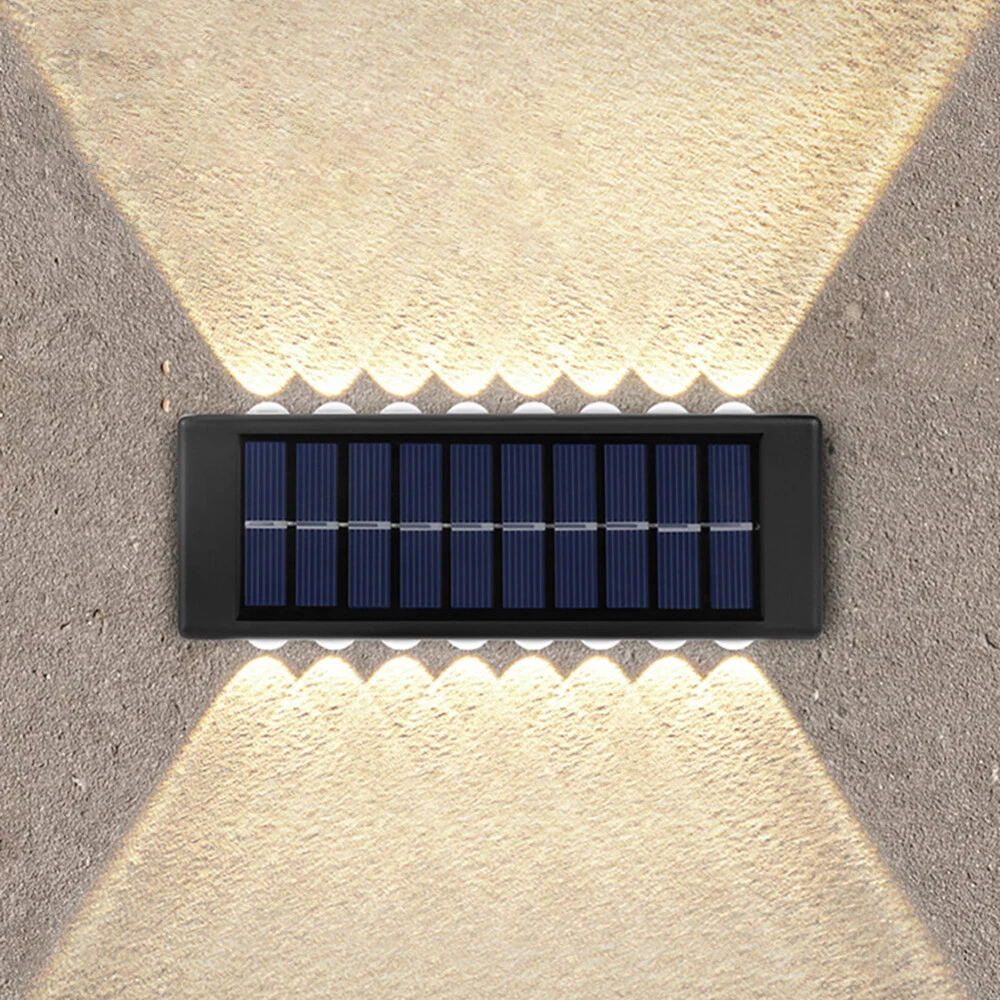 (Cool White) 2PC 16LED Solar Wall Lights Up & Down Lamp Waterproof Garden Outdoor Fence Yard