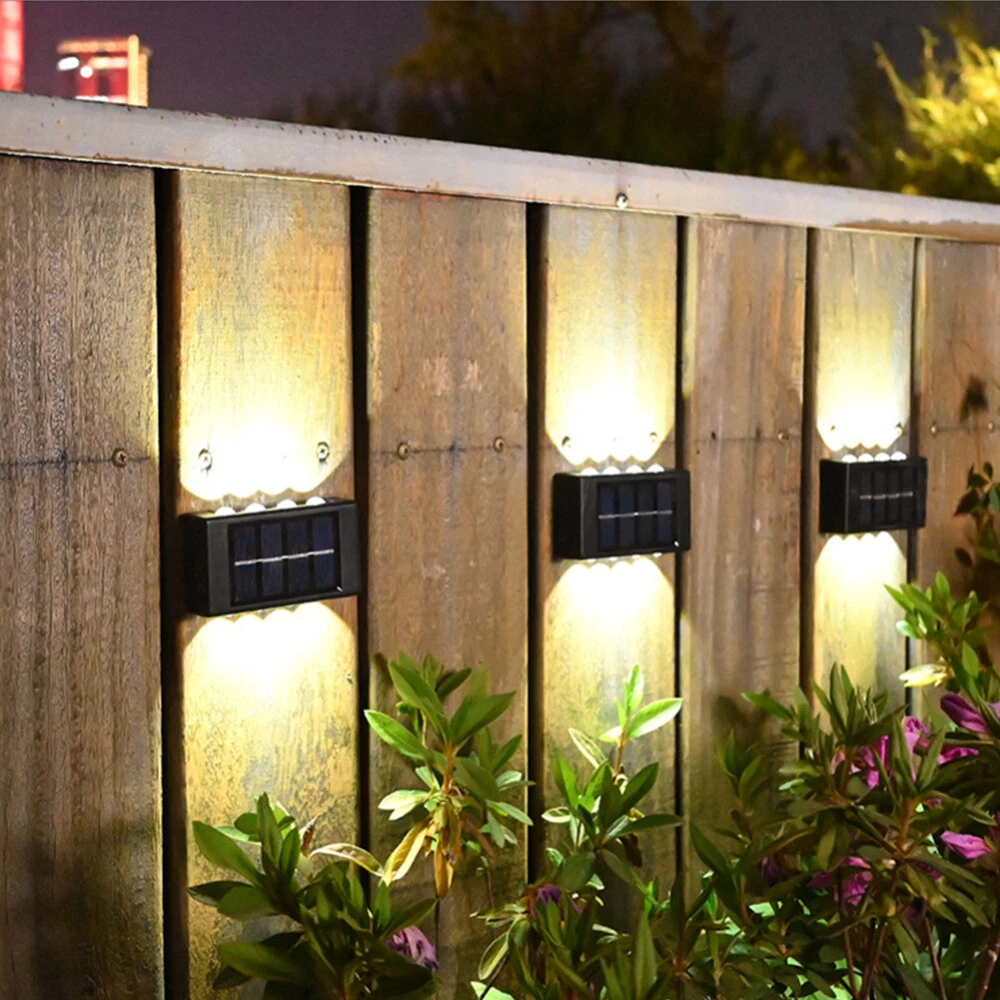 (Cool White) 2PC 16LED Solar Wall Lights Up & Down Lamp Waterproof Garden Outdoor Fence Yard