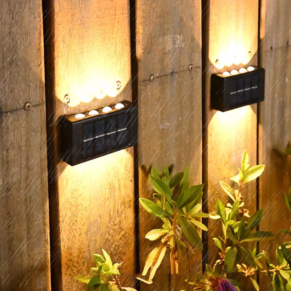 (Cool White) 2PC 16LED Solar Wall Lights Up & Down Lamp Waterproof Garden Outdoor Fence Yard