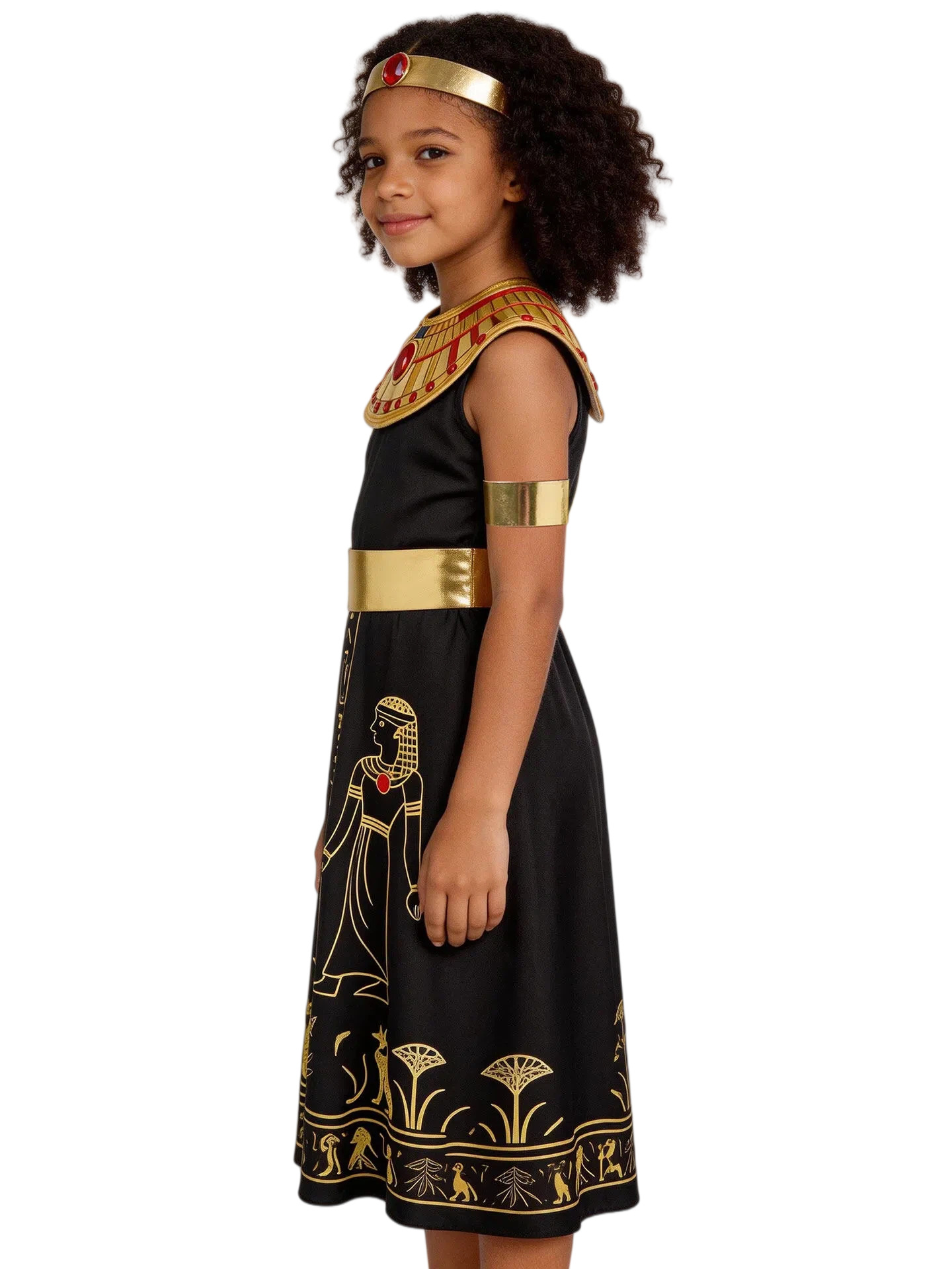 (130CM) Kids Egyptian Queen Cleopatra Costume Pharaoh Dress for Halloween Masquerade Party Roleplay