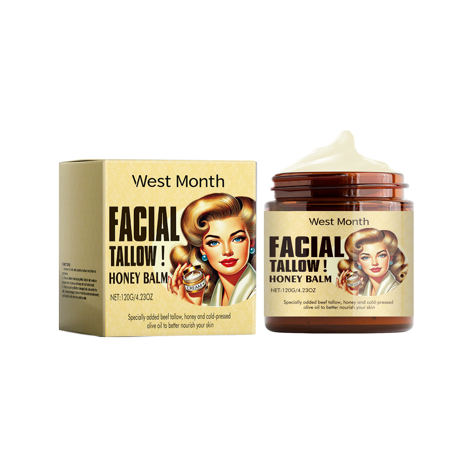 Tallow Honey Moisturizing Cream For Deep Hydration Nourishing And Soothing Dry Skin Daily Face And Body Care