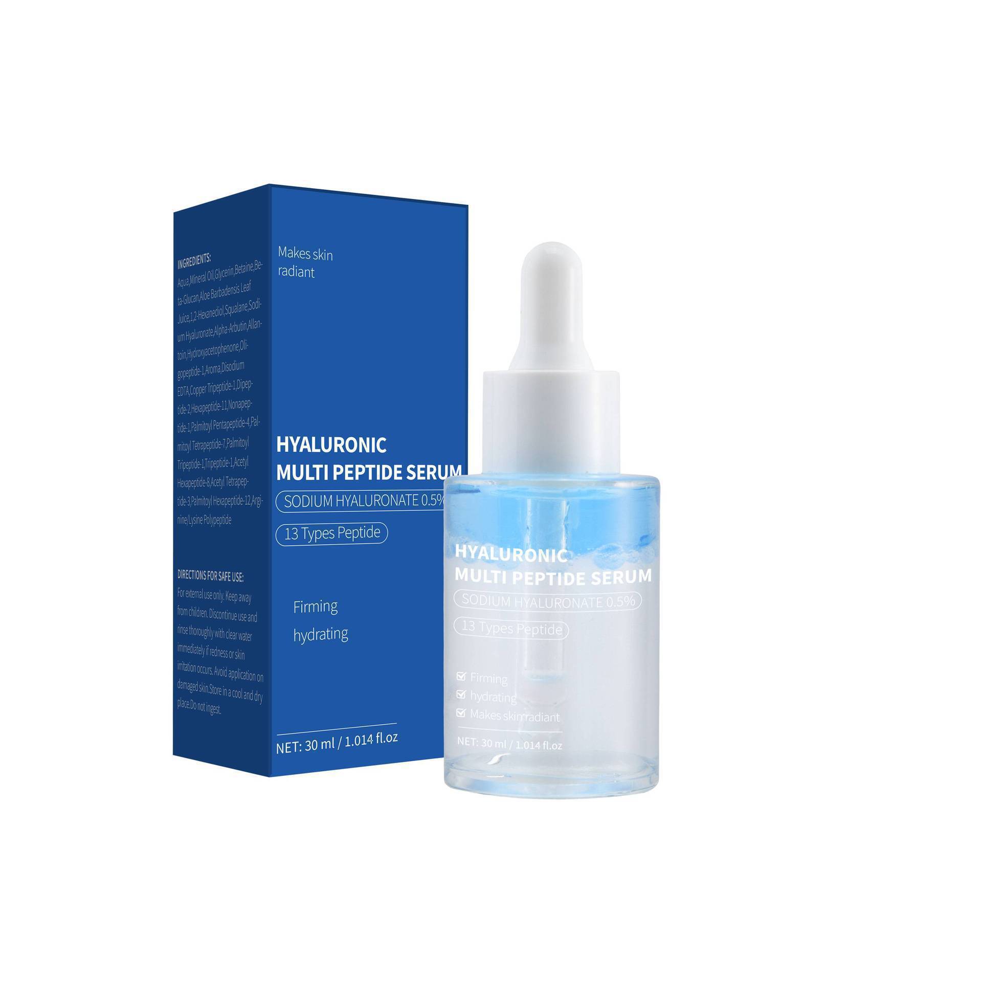 Hyaluronic Acid Peptides Serum For Deep Hydration Firming Elasticity Anti Aging Daily Face Care Treatment 30ml