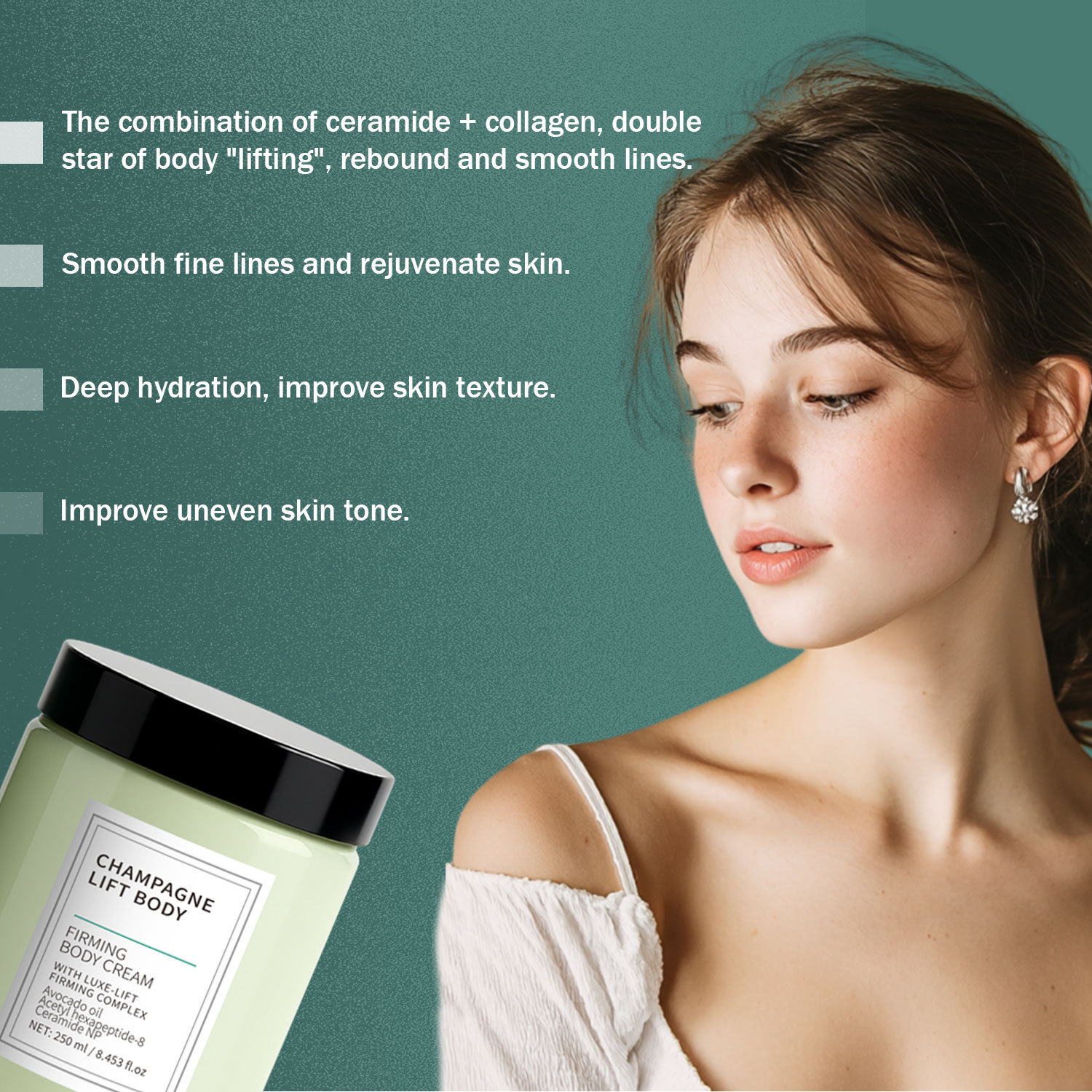 Firming Body Cream Moisturizing Nourishing Skin Tightening Lotion For Dry Skin Daily Body Contouring Care 250g