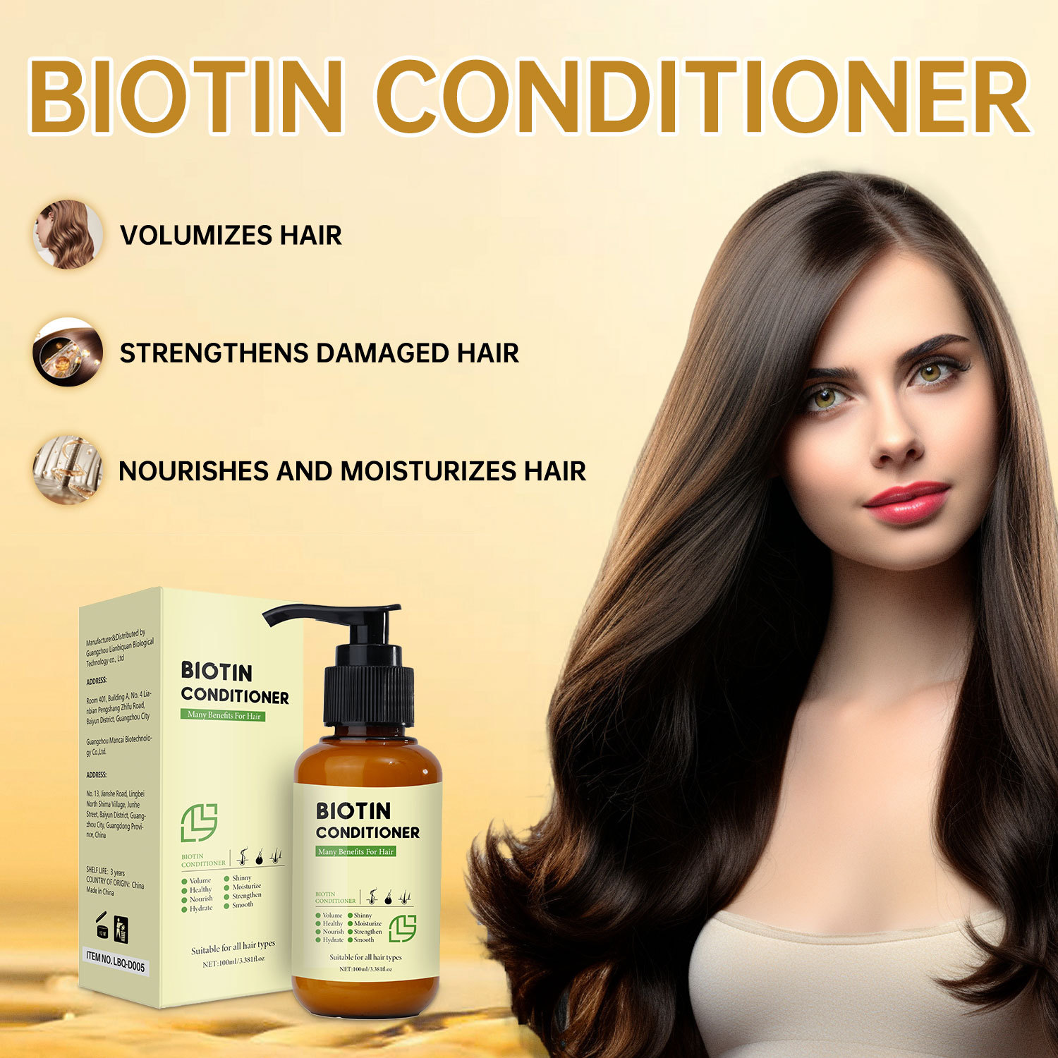 Biotin Conditioner Moisturizing Repair Strengthening Anti Hair Loss For Dry Damaged Hair Daily Nourishing Care 100ml