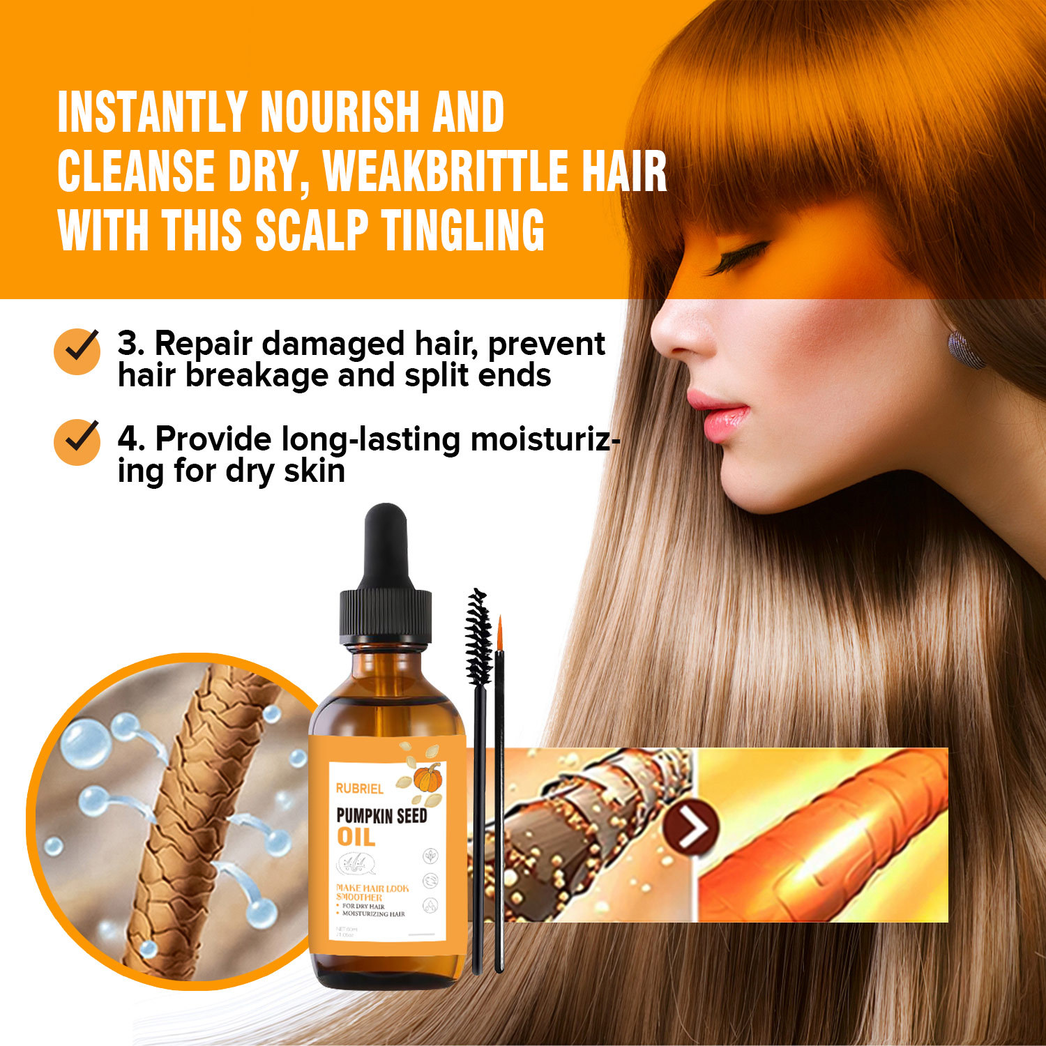 Pumpkin Seed Hair Oil Nourishing Strengthening Smoothing For Dry Damaged Hair Daily Scalp And Strand Care 60ml