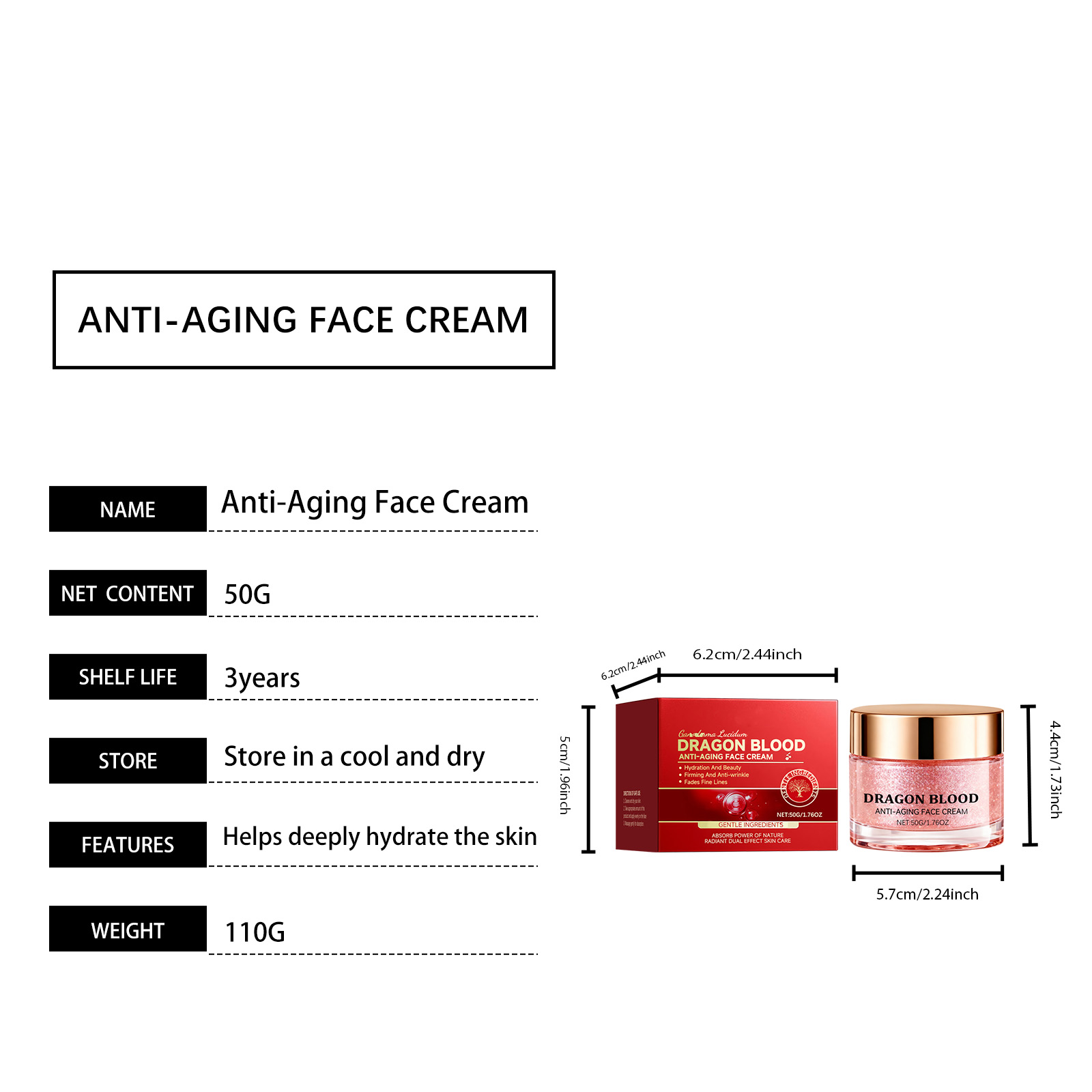 Dragon Blood Facial Moisturizing Cream Deep Hydrating Rejuvenating Nourishing Water Locking Smooth Skin Care Lotion For Face