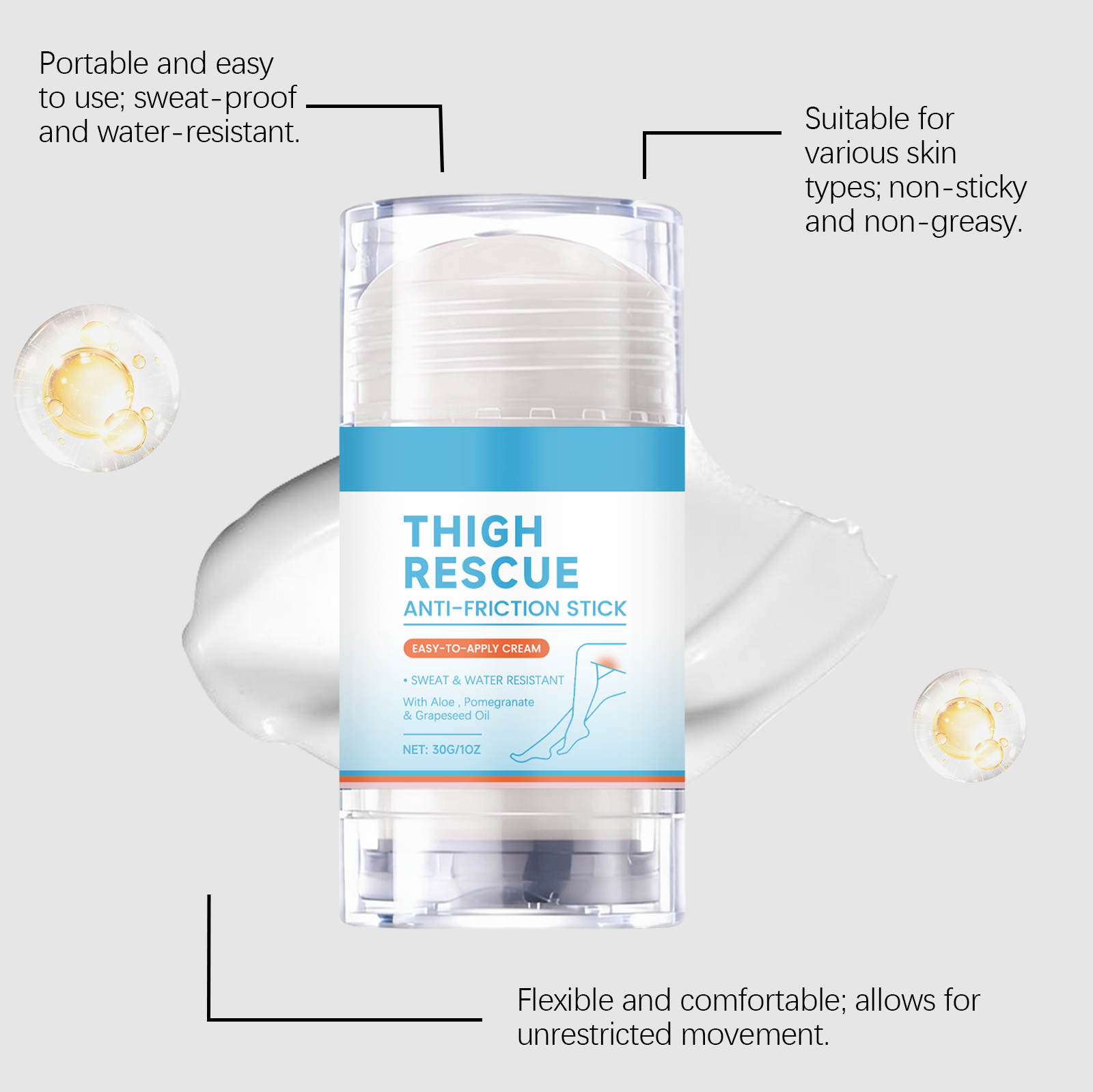 Body Anti Friction Care Stick Mild Moisturizing Skin Nourishing Smooth Comfort Daily External Body Care Lotion