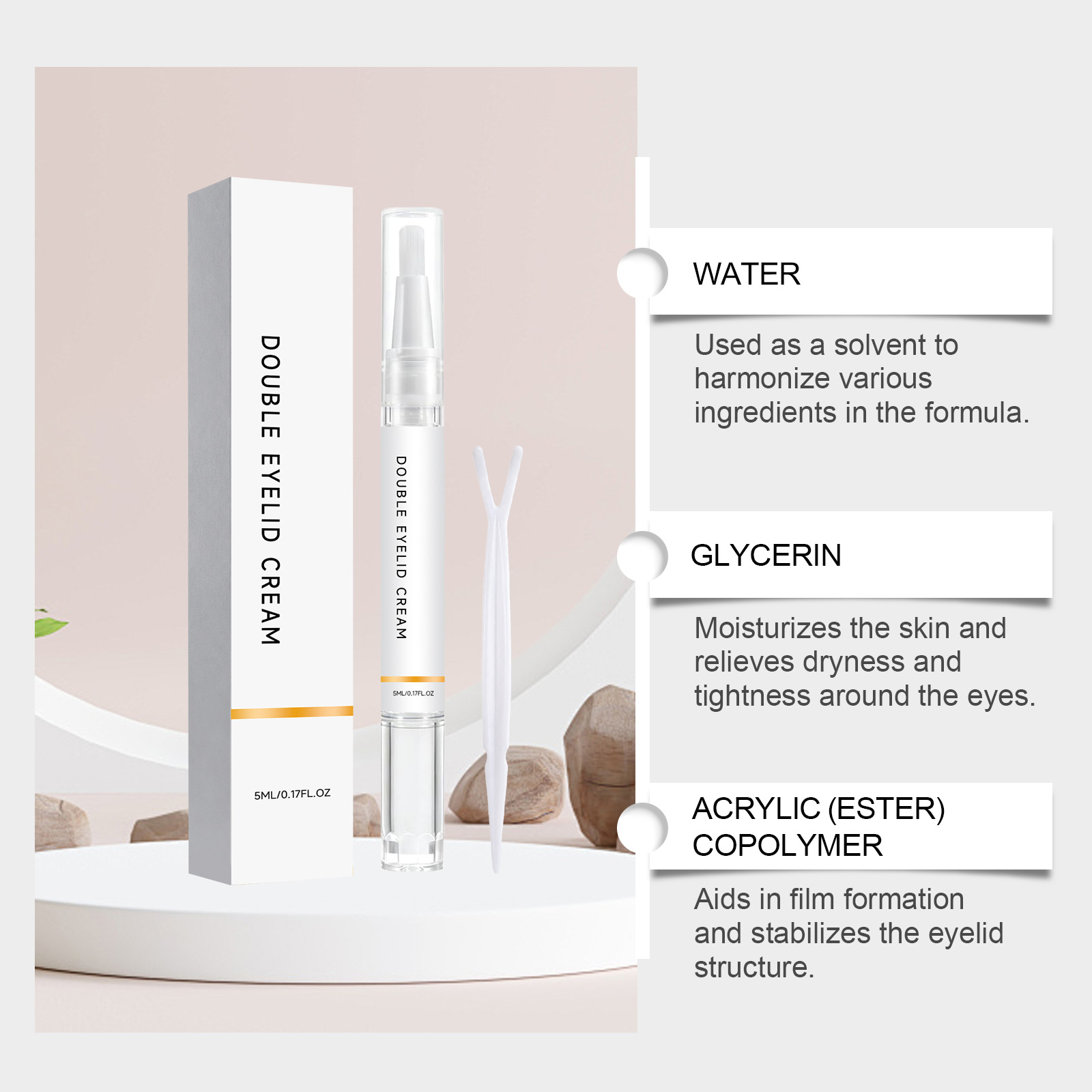 Double Eyelid Shaping Cream Light Film Easy Application No Makeup Marks Lift Eyelids Reshape Eye Contour
