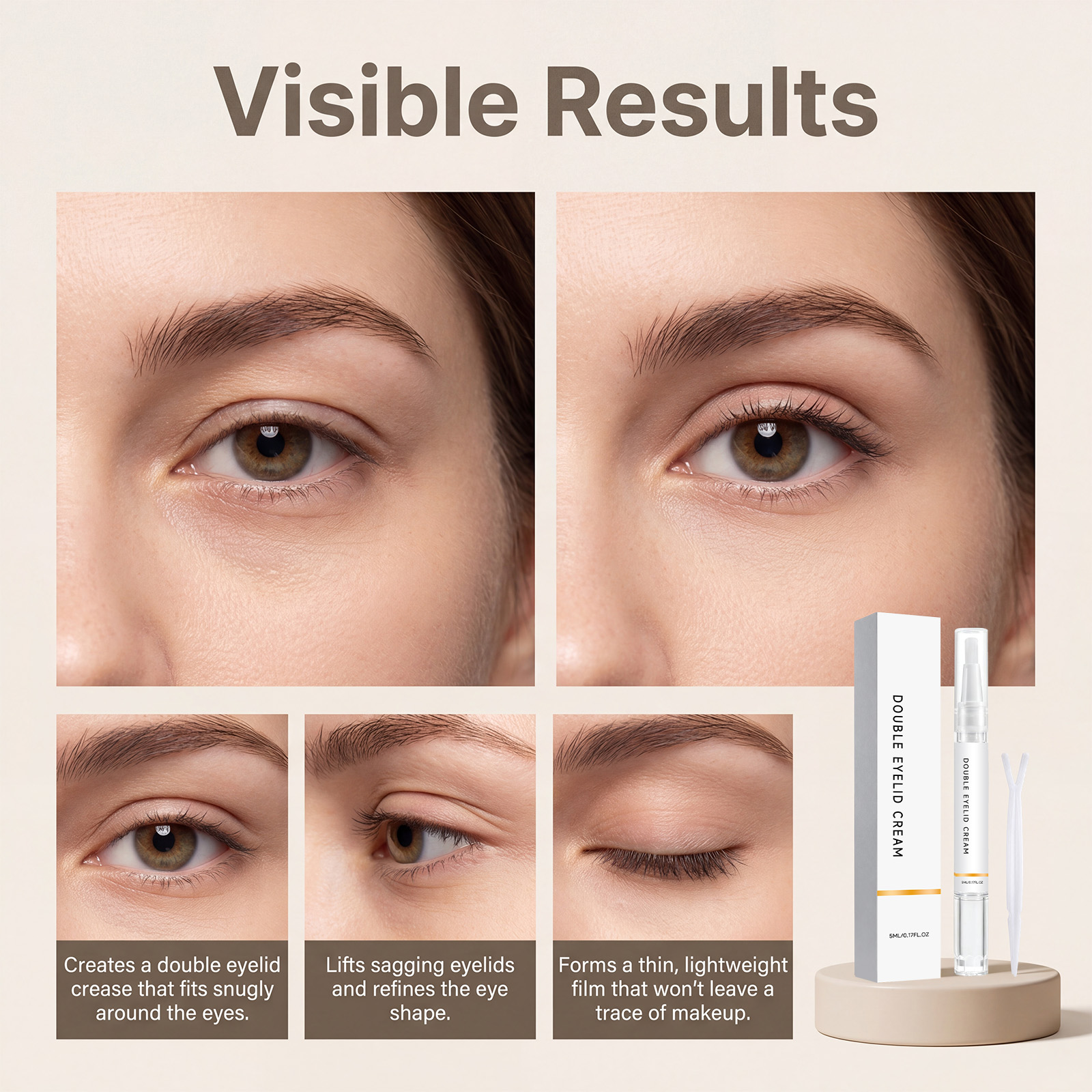 Double Eyelid Shaping Cream Light Film Easy Application No Makeup Marks Lift Eyelids Reshape Eye Contour