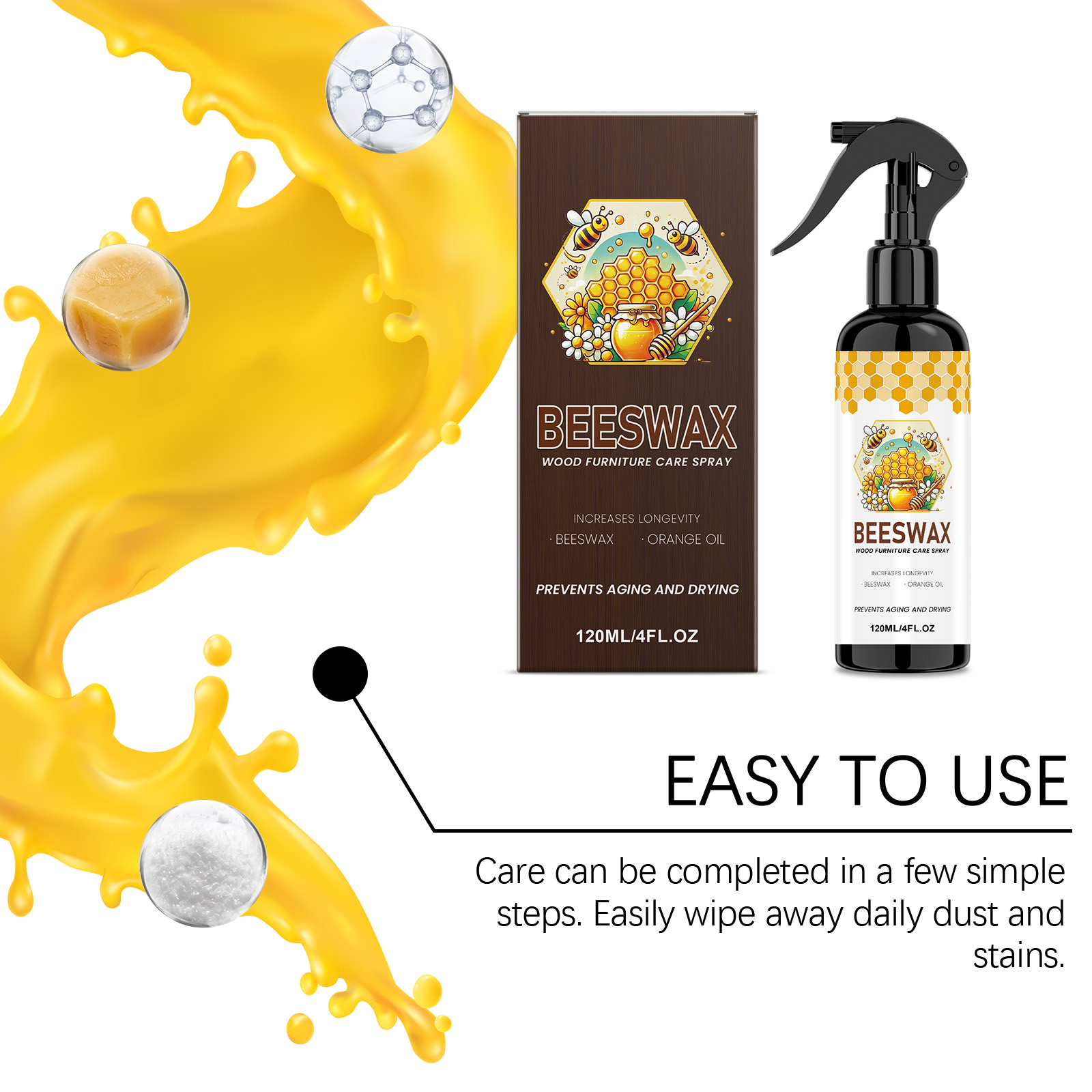 Beeswax Wood Furniture Care Polish Fix Tiny Scratches Mild Protect Brighten Wooden Surfaces All Timber Furnishings
