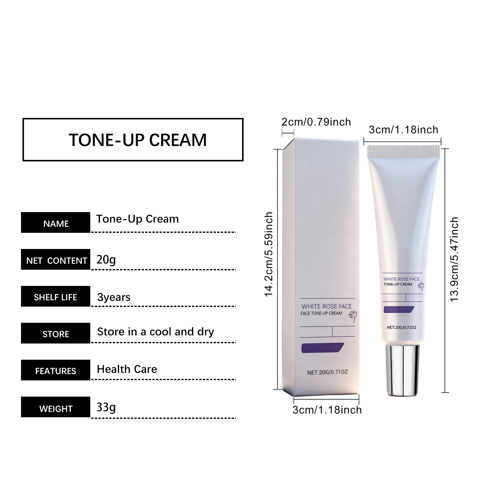 White Rose Light Hydrating Cream Mild Nourishing Soft Delicate Smooth Elastic For Facial Skin Care