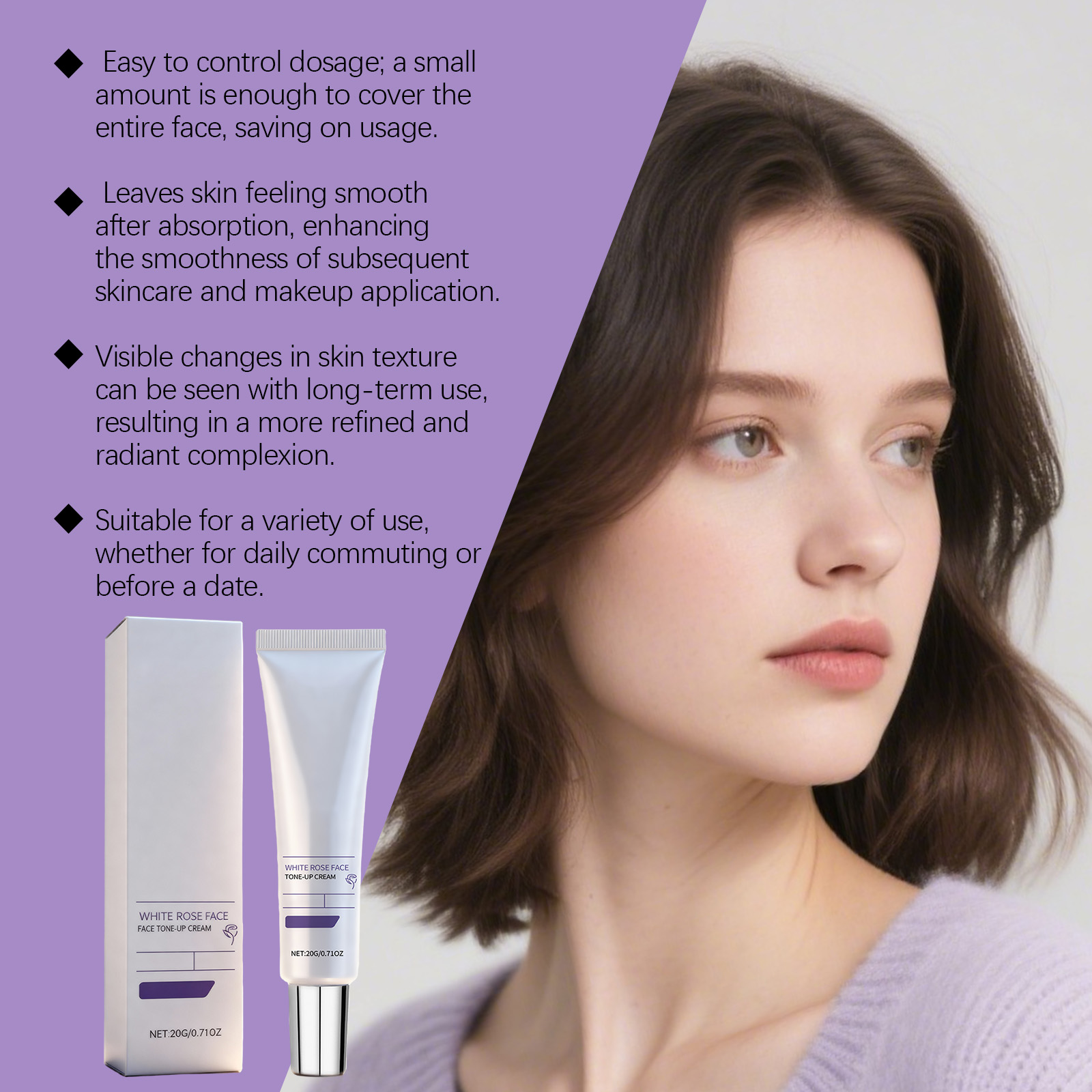 White Rose Light Hydrating Cream Mild Nourishing Soft Delicate Smooth Elastic For Facial Skin Care