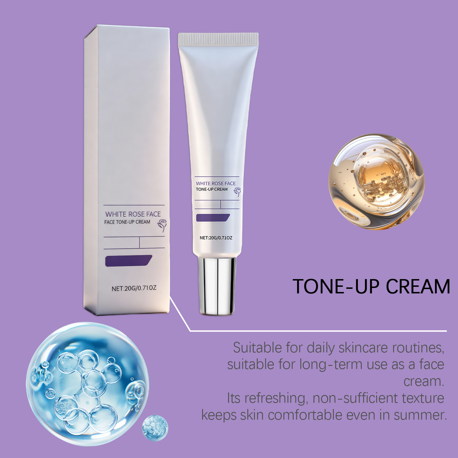 White Rose Light Hydrating Cream Mild Nourishing Soft Delicate Smooth Elastic For Facial Skin Care