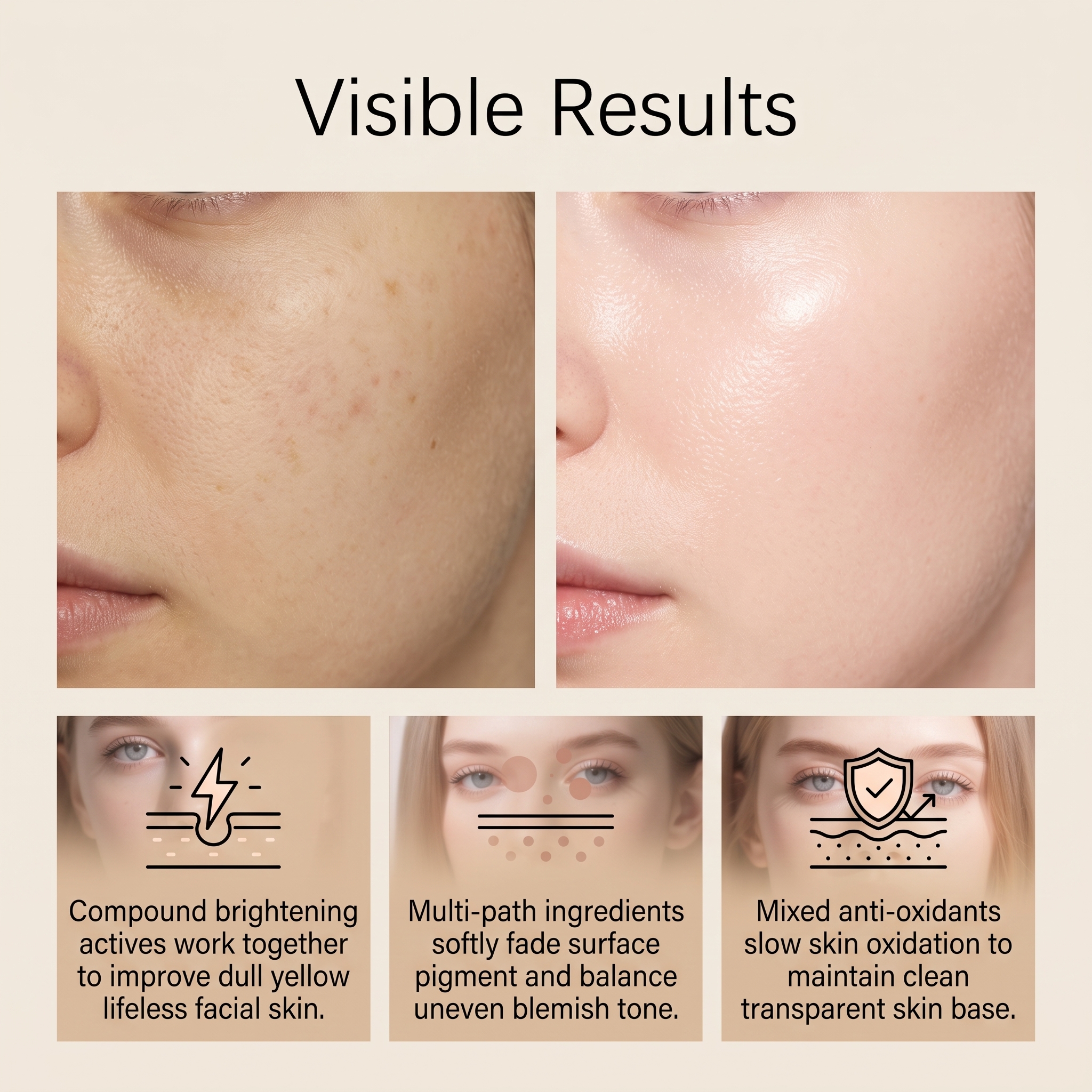 Facial Brightening Cream Multiple Nourishment Multidimensional Bright Even Pigment Mild Antioxidation Oral Care