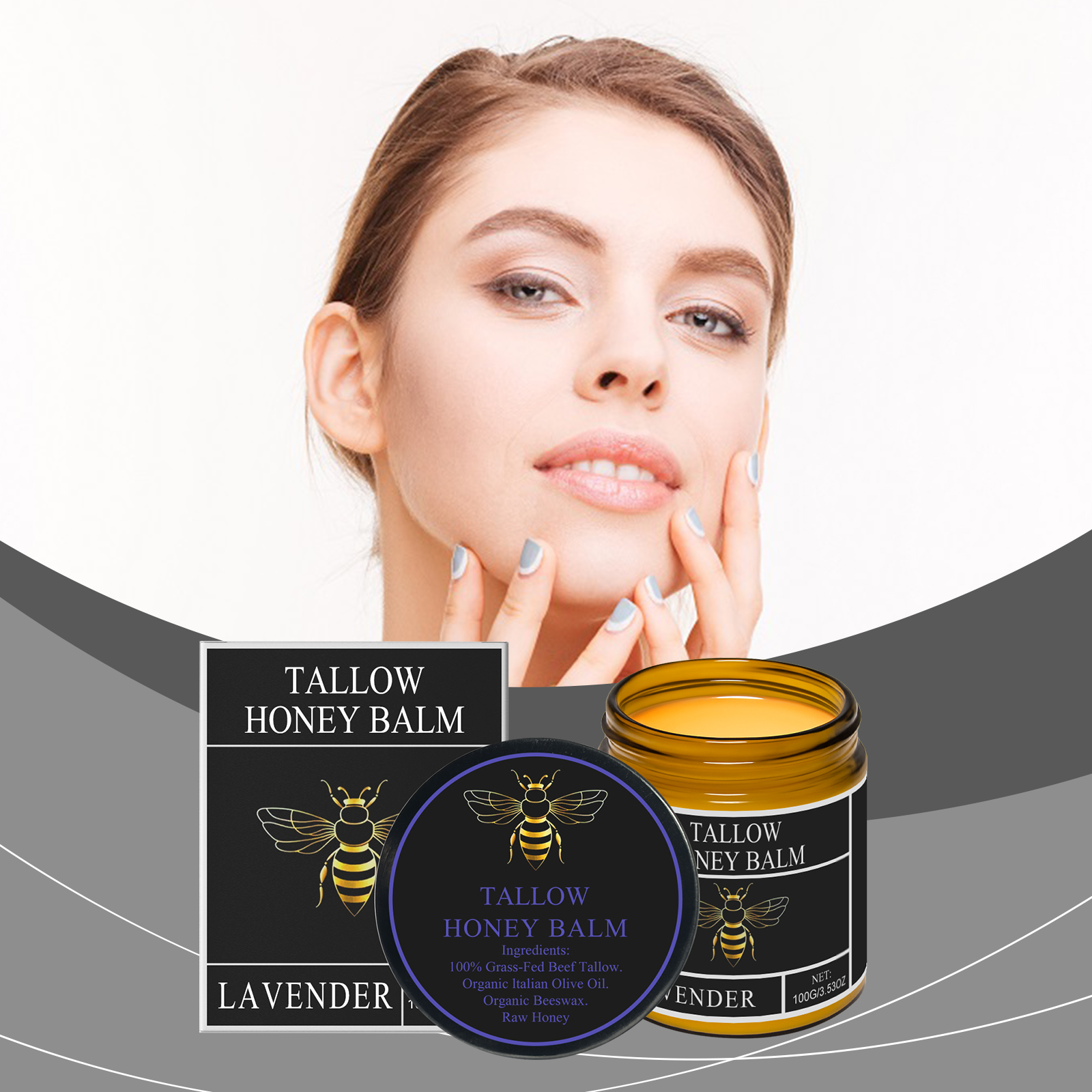 Honey Tallow Moisturizing Cream Deep Hydrating Soft Refreshing Lavender Scent Protect Dry Skin