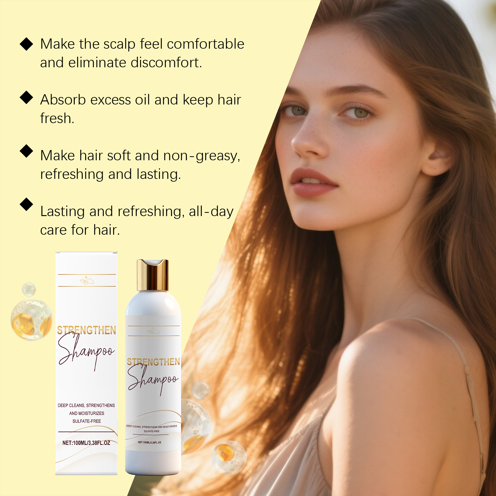 Nourishing Hair Shampoo Plant Essence Formula Mild Clean Scalp Moisturize Smooth Shiny Hair